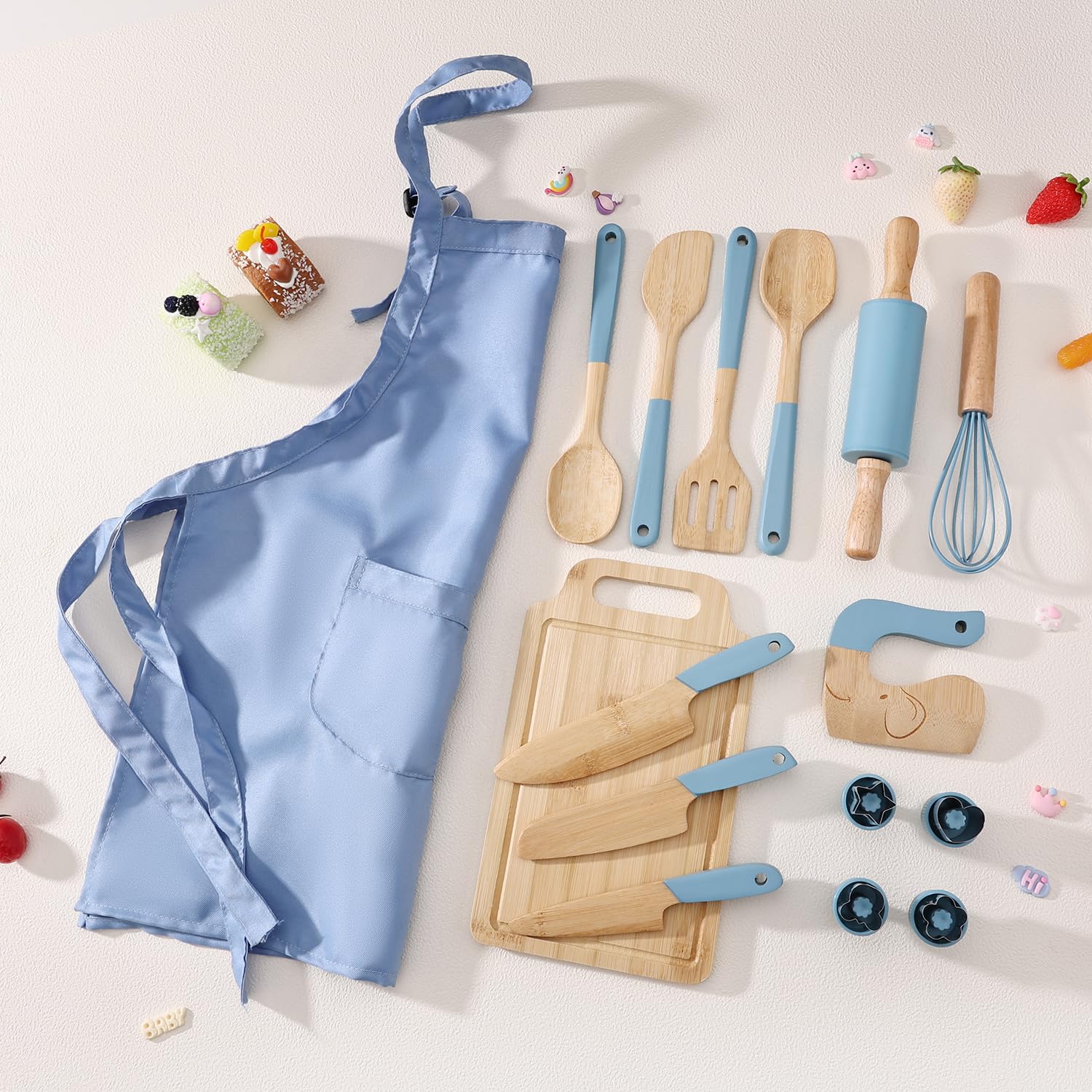 Photo 1 of Wooden Kids Safe Knife and Kids Baking Set for Real Cooking, Toddler Montessori Kitchen Tools, Cooking and Baking for Kids Little Chefs Montessori Kitchen Tools for Toddlers-Kids Cooking Sets