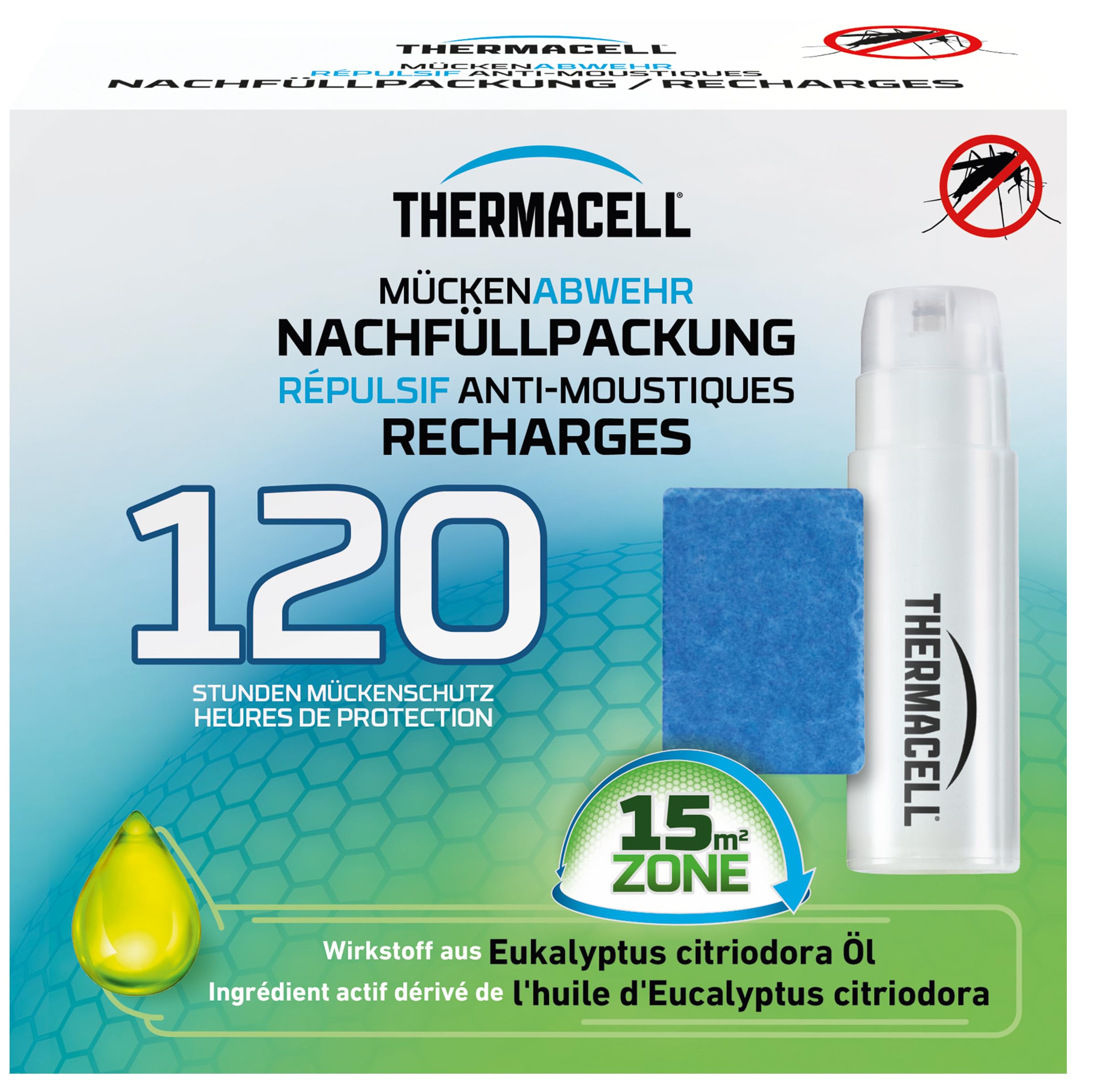 Thermacell Mückenabwehr Nachfüllpackung – 120 Stunden Mückenschutz | 30 Wirkstoffplättchen & 10 Gaskartuschen – Nachfüllpack für Thermacell Geräte