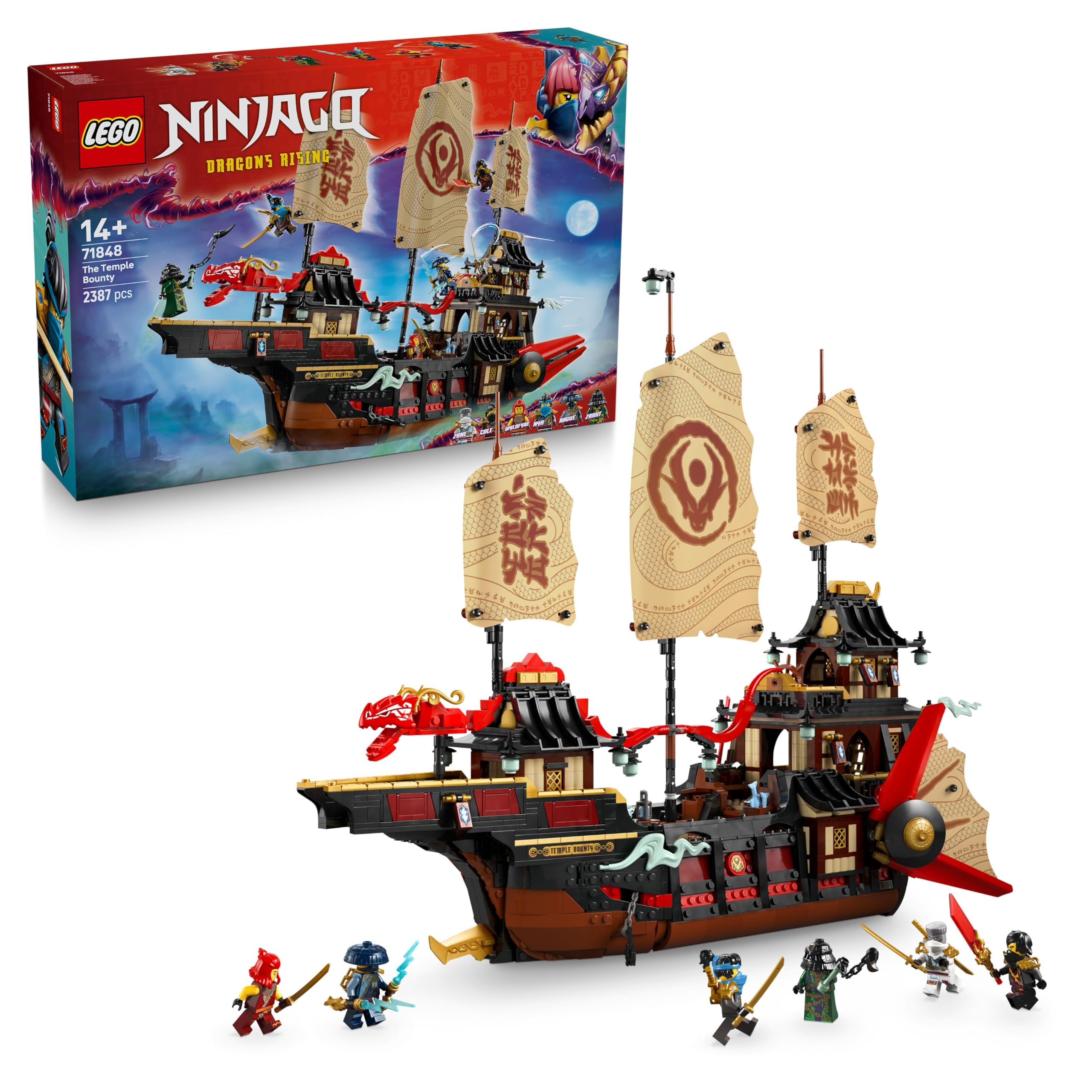 LEGO NINJAGO Der Tempel-Flugsegler – Interaktives Segelschiff, Set 71848