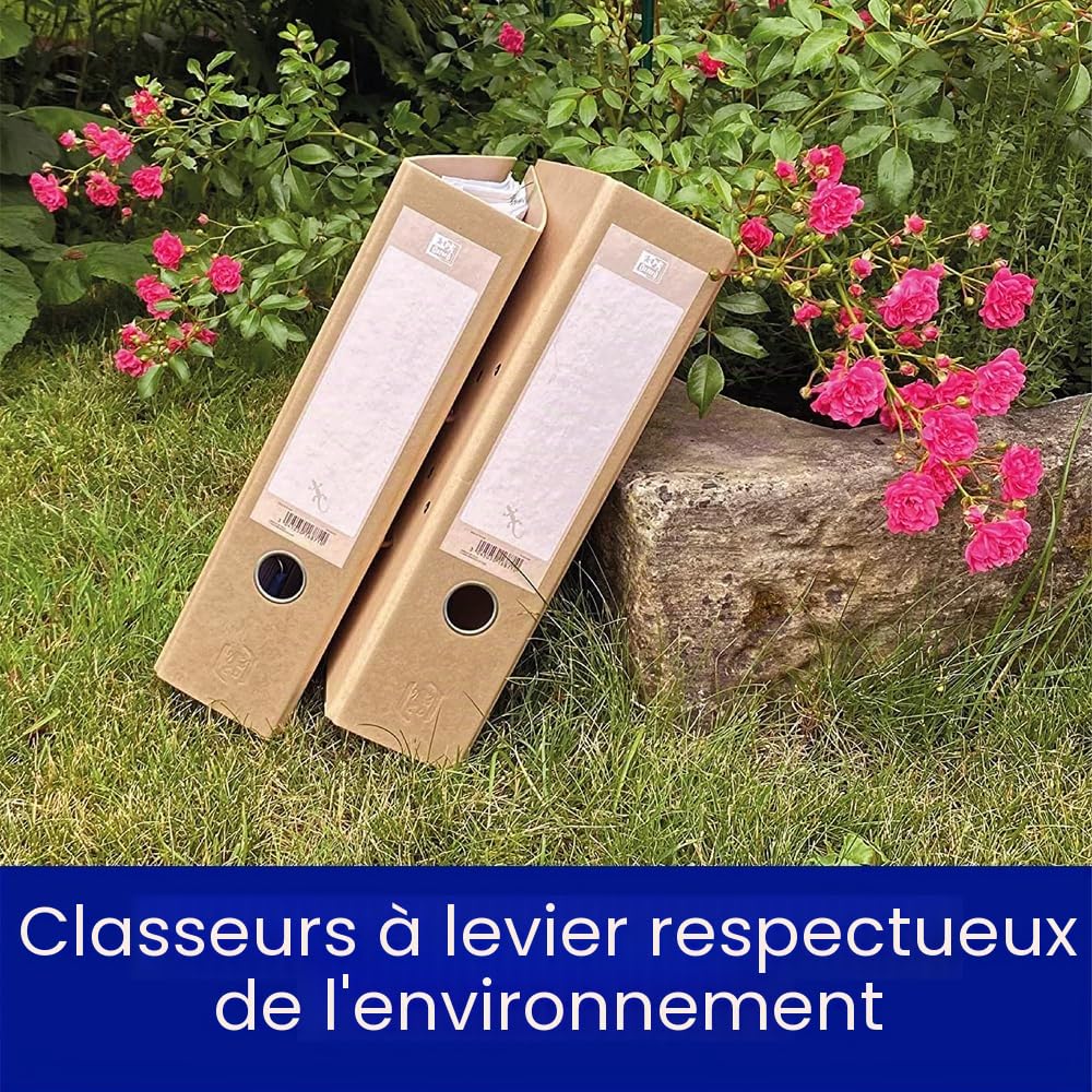 Oxford - Lot de 3 classeurs A4 de 8 cm de large - Bon pour l'environnement - Beige
