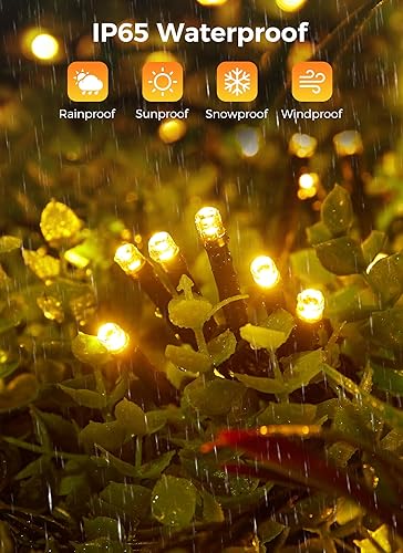 Miniatura 2 de Brightown Luces solares para exteriores, extralargas en total de 216 pies, 600 luces LED, 8 modos, cable verde, luces parpadeantes, impermeables,