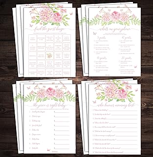 Baby Shower Games, encontrar al invitado, el precio es correcto, que sabe a mamá mejor, lo que está en su teléfono, rosa f...
