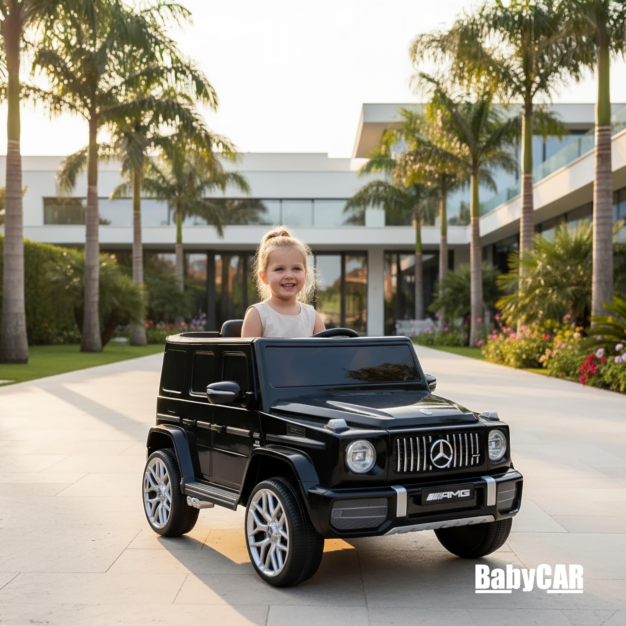BabyCar Mercedes G63 Sport | Macchina per Bambini Elettrica Telecomandata 12V con 2 Motori 25W | Auto Elettrica per Bambini con Sedile in Pelle, Porte Apribili, USB | Licenza Ufficiale | Nero, MP3