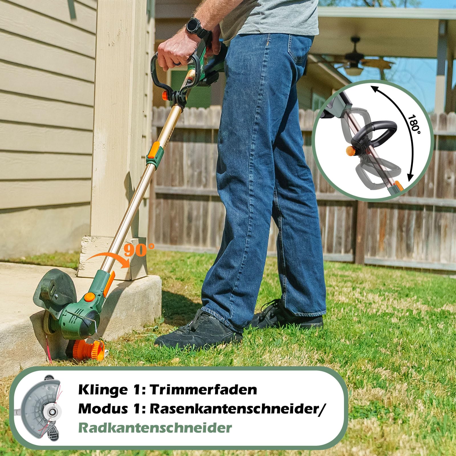 YUEWXTER Akku-Rasentrimmer 21V - 4in1 Mit 2 Akkus & Produktbild-Vorschau 2
