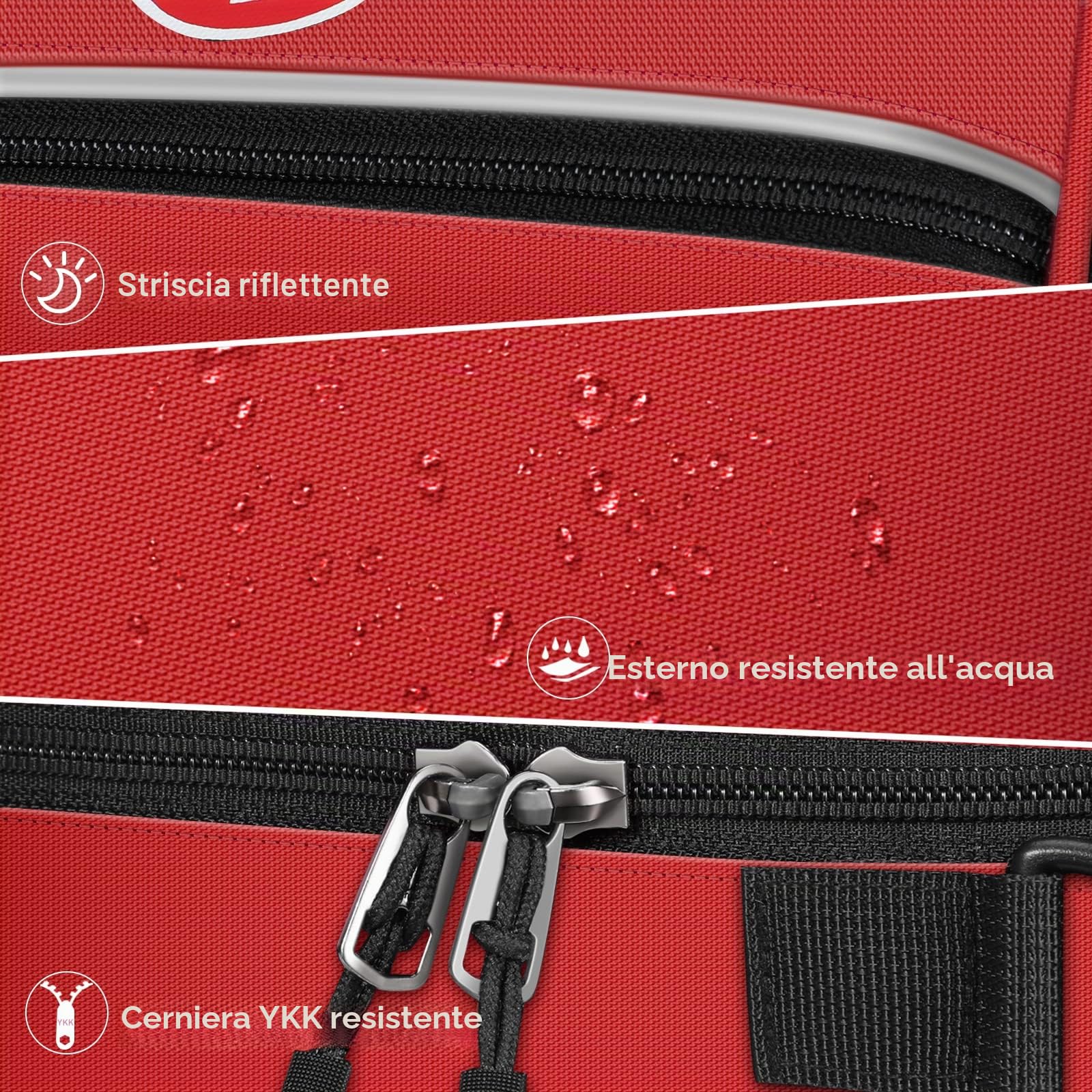 MEDMAX Borsa per Insulina da Trasporto, Isolata EpiPen Custodia da Viaggio con Tracolla, Portatile Diabete Organizer per Auvi-Q, Inalatore per Asma e Spray Nasale (Solo Borsa), Rosso