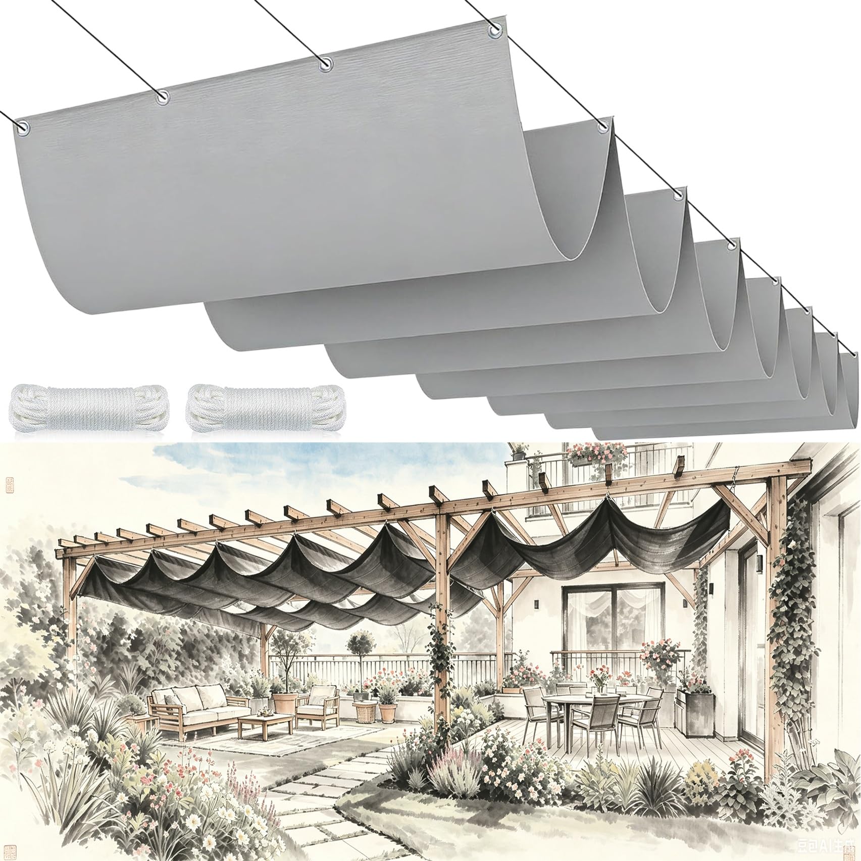 Voiles d'ombrage rétractables 100x280 imperméables pour terrasse et extérieur