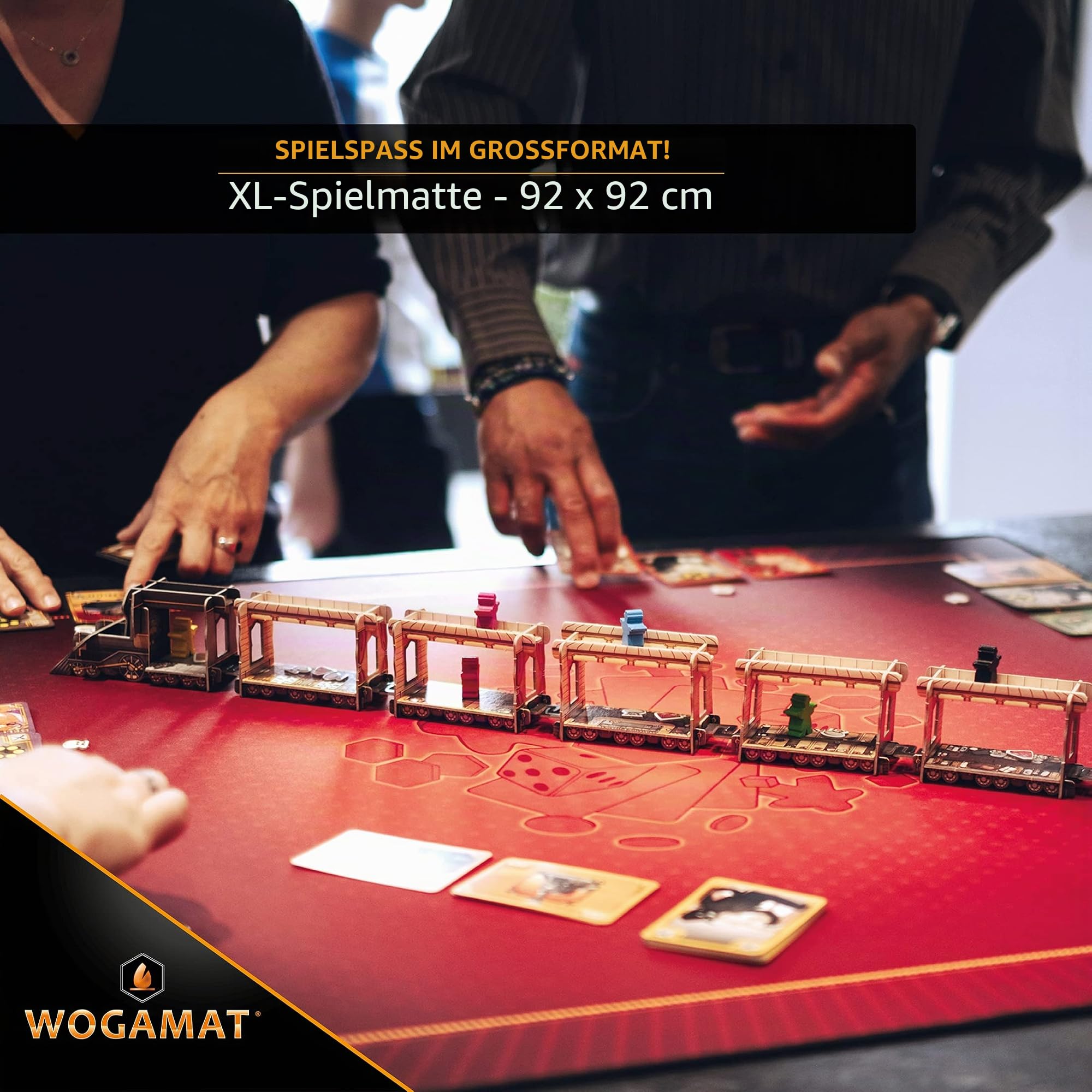WOGAMAT Große Spielmatte aus Neopren, XL, Rot, 92 x 92 cm, für Kartenspiele, Würfelspiele, Gesellschaftsspiele – leise, dick, waschbar und rutschfest, luxuriöse Verarbeitung, Multiplaymatte