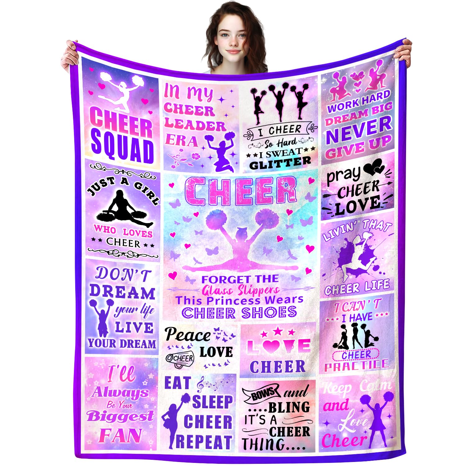 ZABAOBO Cheerleader Blanket Gifts for Girls Teens Kids,Cheer Stuff Cheers Throw Blankets,Cheerleading Coach Gift for Cheer Team 60"x50" INCH