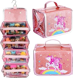 JYPS Doll Storage Organizer & Display Case Compatible with LOL Surprise Dolls All , Pink Unicorn Storage Case Organizer for Dolls, Clear View Hanging&Carrying Case Gifts for Girls (Dolls Not Included)
