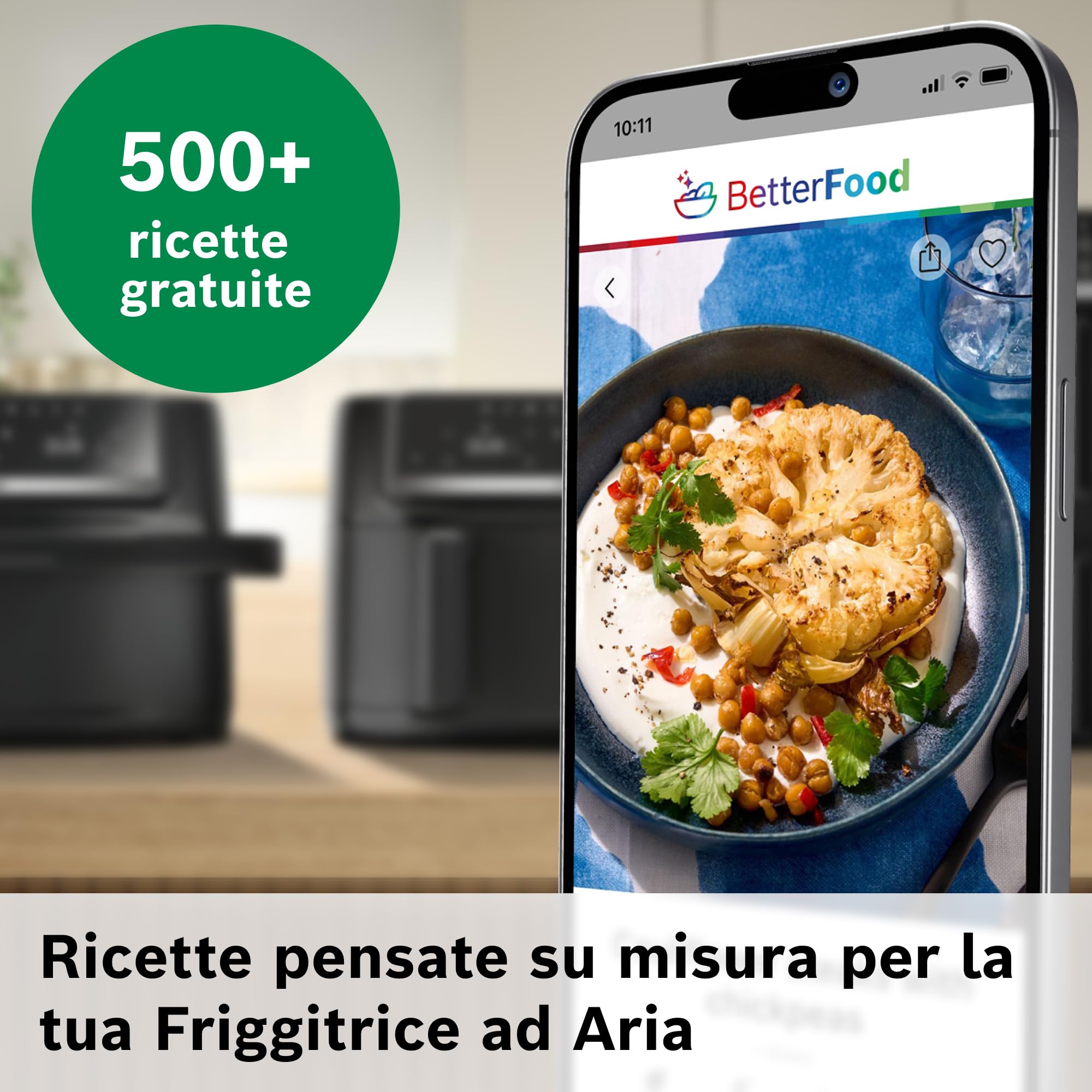 Bosch Friggitrice ad Aria Serie 6, XXL Doppio Cestello 12L, 2 Cestelli da 6L con Funzione SYNC, 6 Programmi Preimpostati, Rivestimento 100% Ceramica Non Tossico, Interno In Metallo, Nero, MAFD661B0