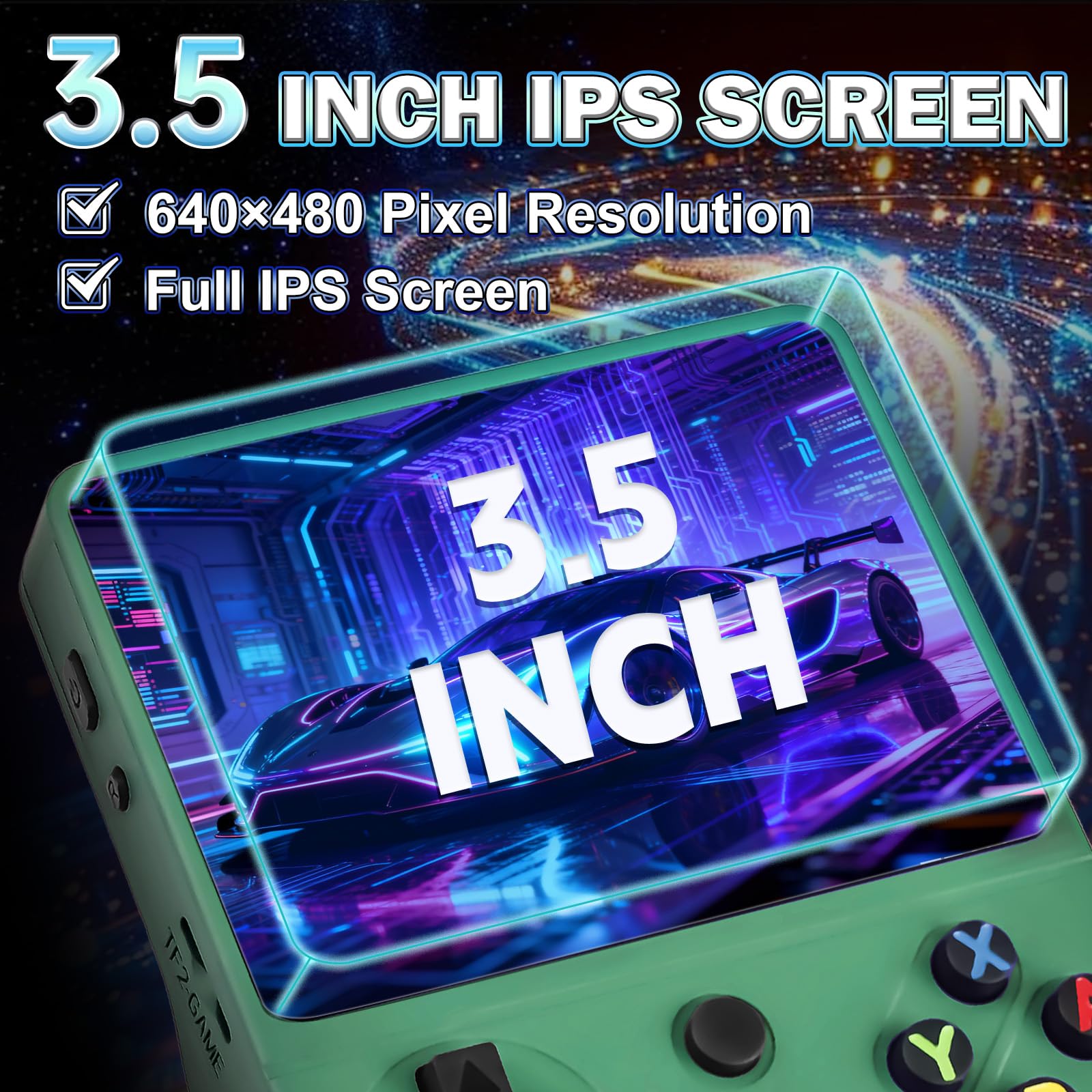 Forlarme RG36PRO Retro Video Game Console-Support 30000+ Classic Games,3.5"IPS Screen,Open Source System,64G TF card,3000mAh Battery,Portable Console for Teen or Partner - Gift for Christmas - Green