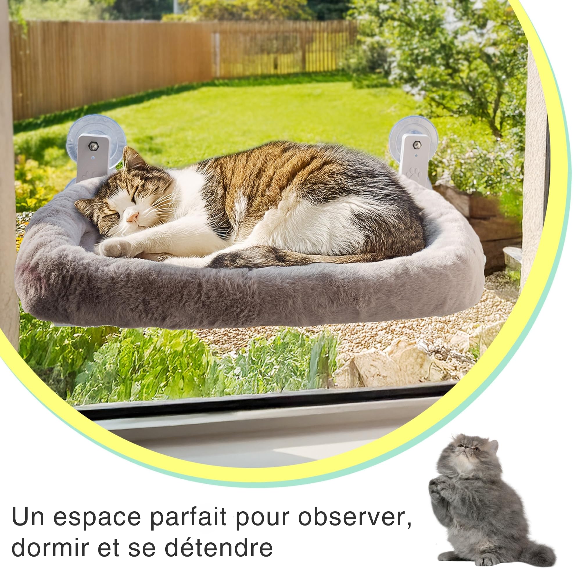 Hamac Chat Fenêtre avec Coussin Lavable – Hamac pour Chat Stable et Confortable, Lit Suspendu, Nid Douillet, Panier, Couchage et Mobilier Idéal pour Animaux Heureux