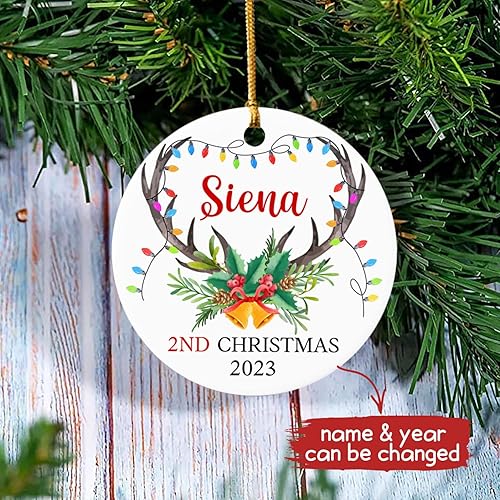 Vista 65 de Adornos de Navidad, adorno de árbol de Navidad de camión rojo, adorno de Navidad personalizado de camión rojo, adorno de Navidad de Feliz Navidad