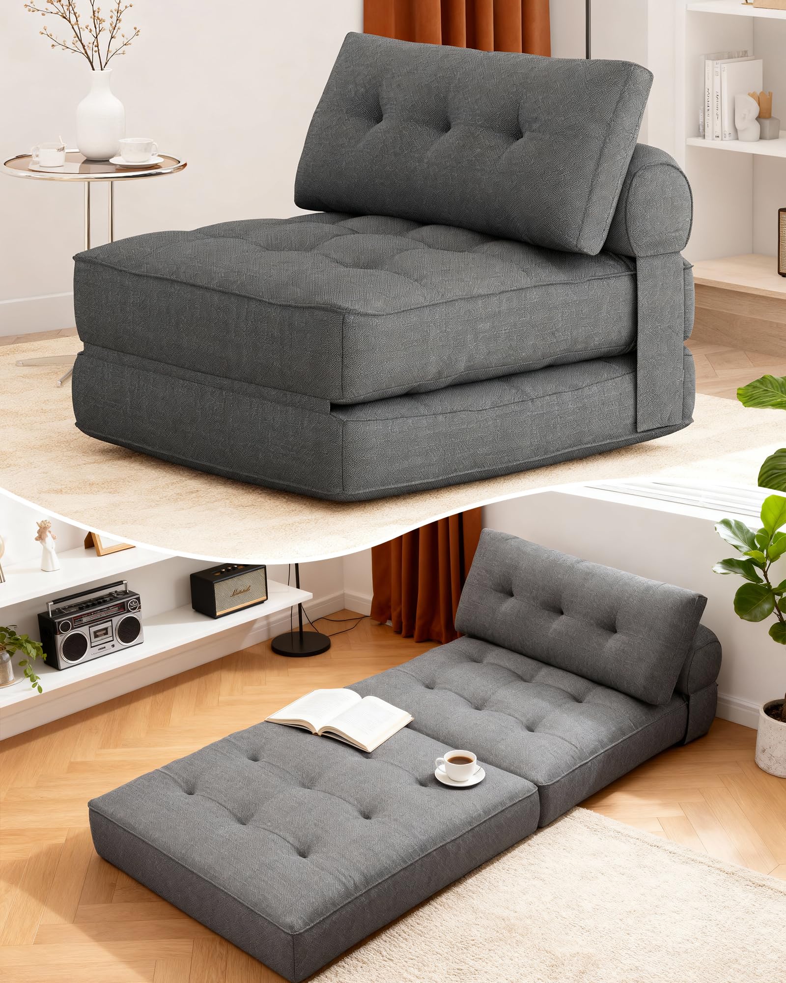 Amazon.com: KINGYES Folding Chair Bed, 3 in 1 Convertible Sleeper