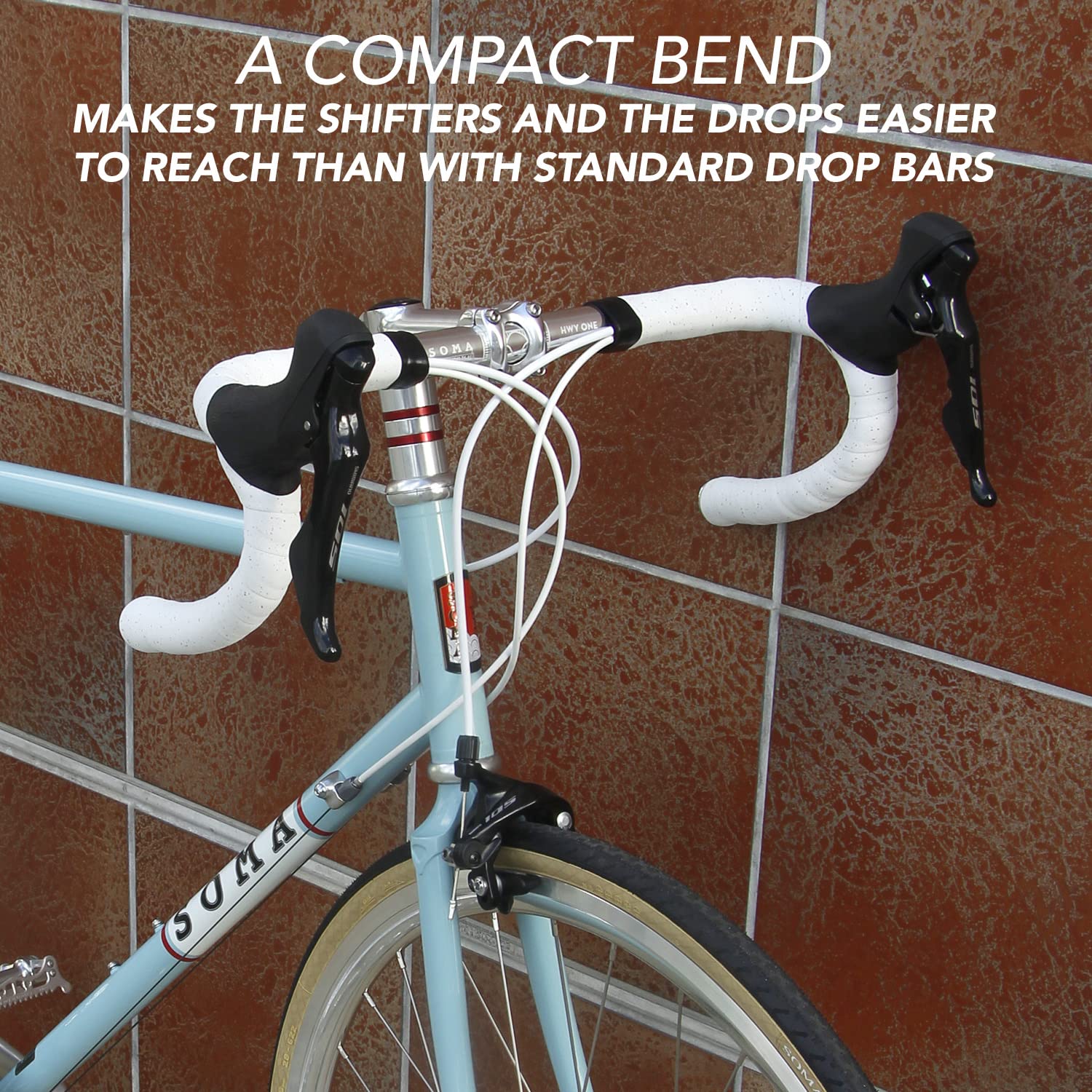 Soma Fabrications Hwy One Compact Drop Bar; Handlebar for Road Bike, 26mm 42cm