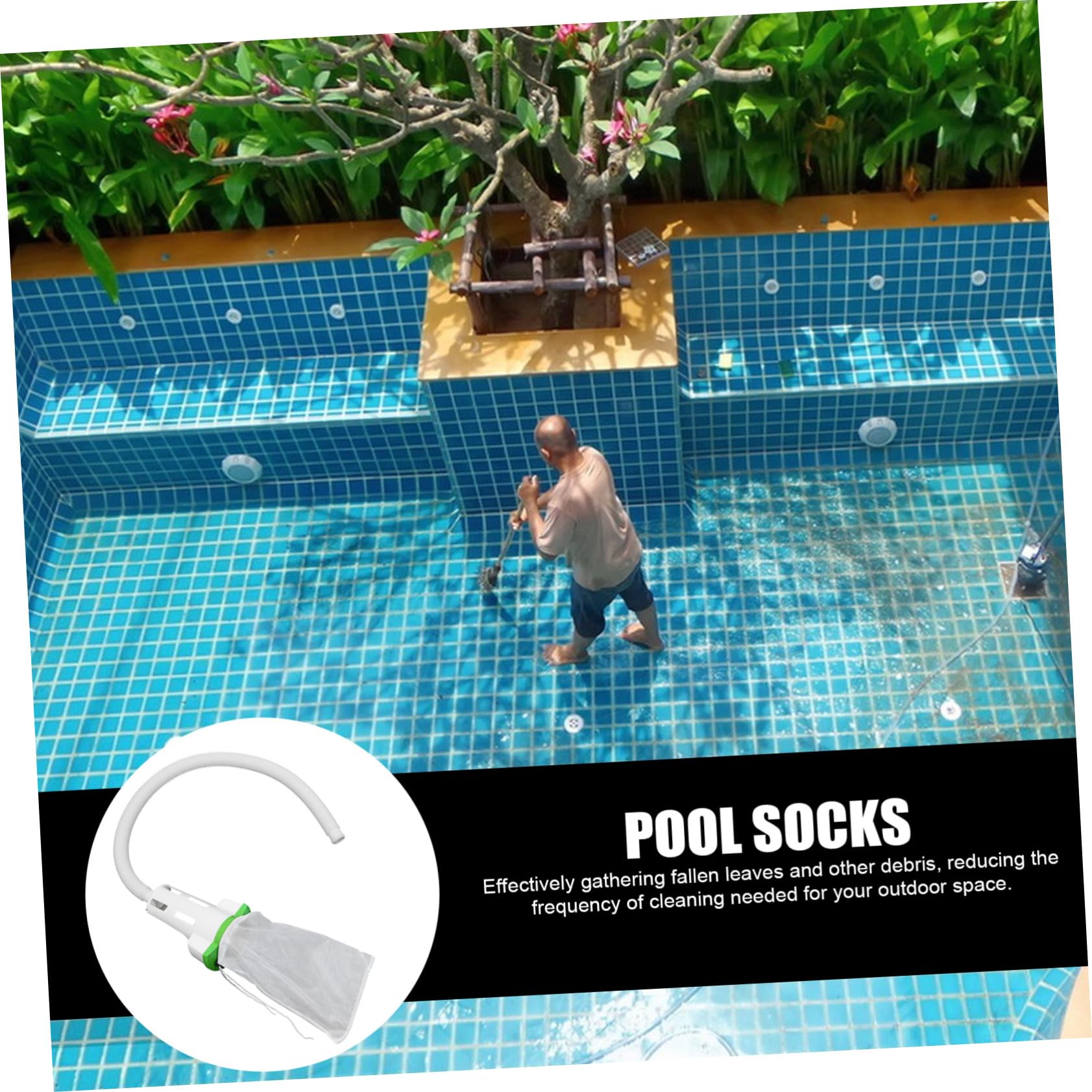 Lot de Chaussettes Filtrantes pour Piscine avec Tuyau et Connecteur, Grosse Capacité, pour Feuilles et Débris, 1 Set, Entretien du Bassin