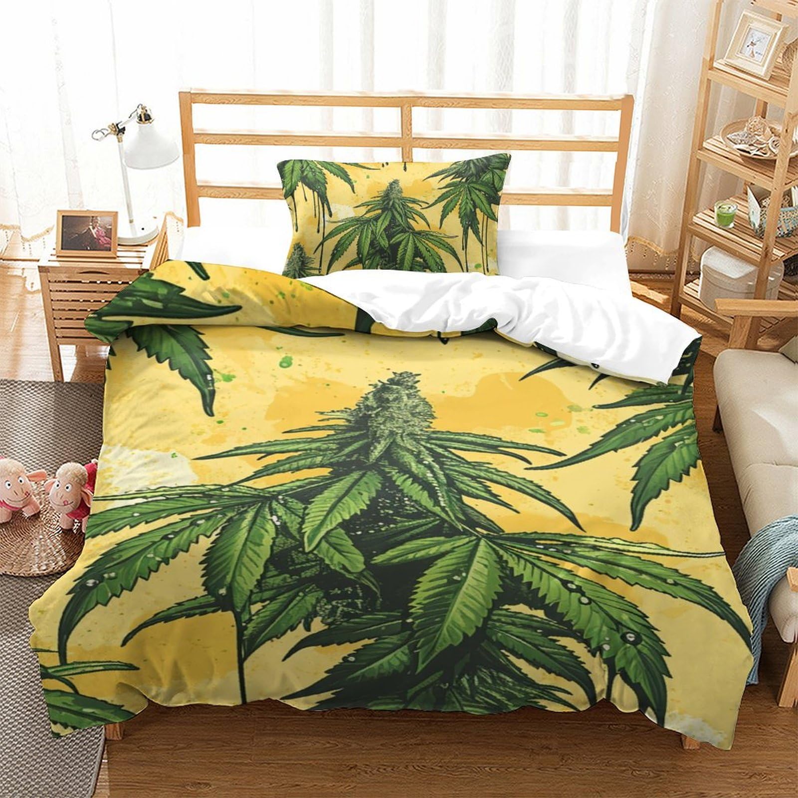 Parure de lit feuilles de palmier housse de couette 135x200 imprimé 3D single