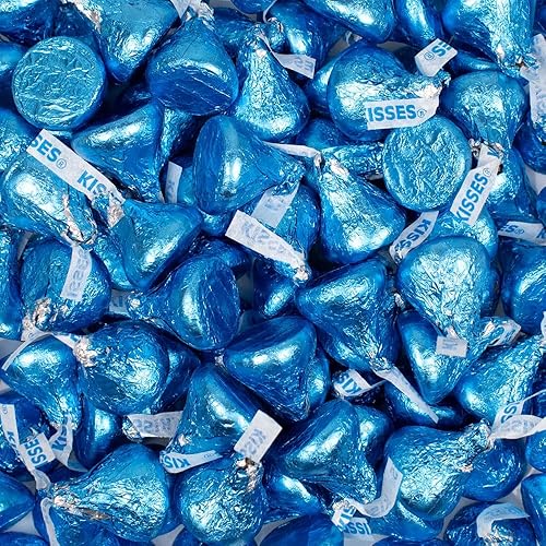 90c Pcs Light Blue Candy Kisses - Chocolate con leche (aprox. 90 piezas)