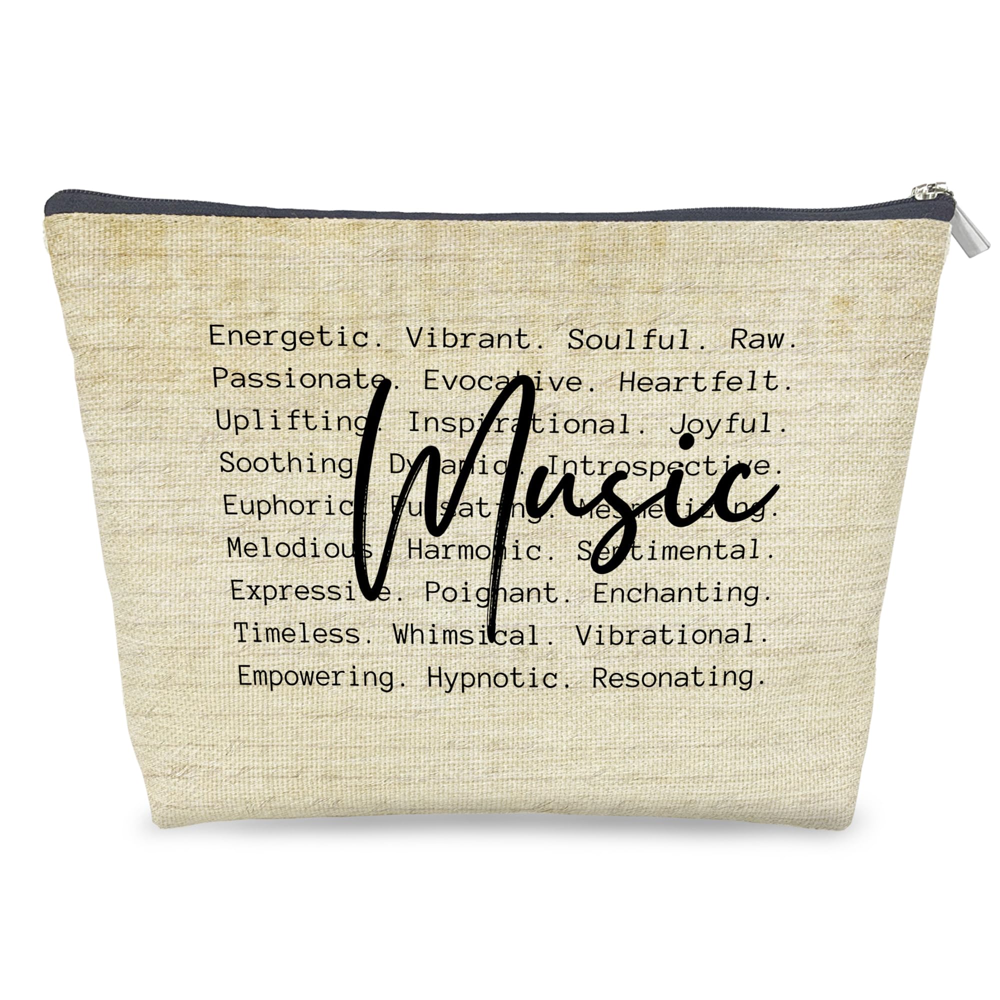 Music Lover Gifts Makeup Bag Canvas Zipper Pouch, Music Teacher Theater Gifts, Vintage Musician Cosmetic Bag for Women Toiletry Travel Accessories