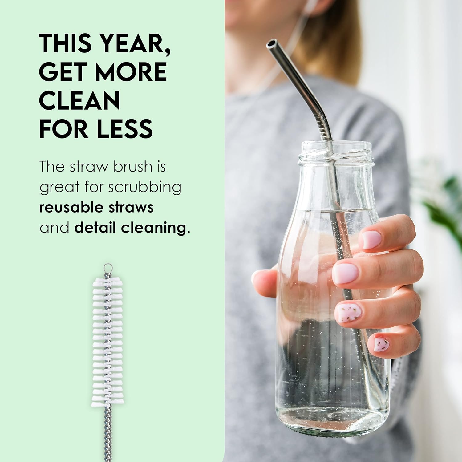 Buy 1 get 1 🔥 Turbo Microfiber Bottle Brush Cleaner Pack - Set of 5 Long, Cleaning Brushes for Baby Bottles, Water Bottles, Straws, Tumblers, Wine Decanters and Flask - Kitchen Supplies