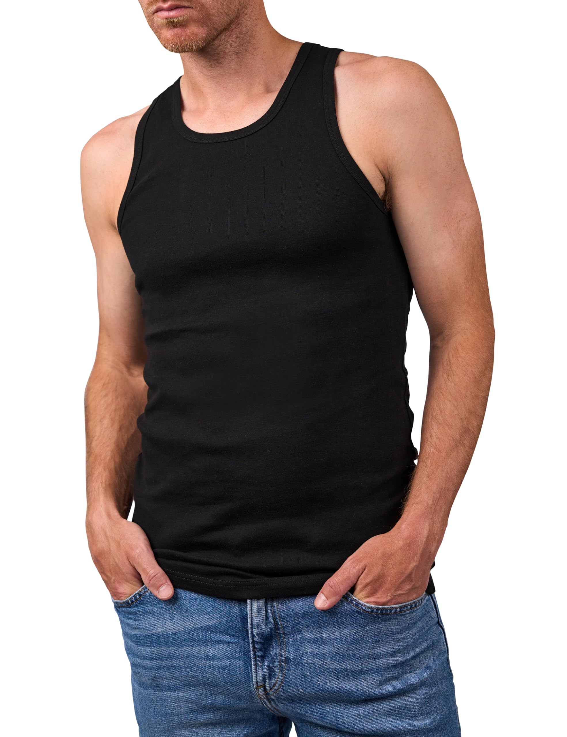 Pack of 6 Men's Undershirt White 100% Cotton Cotton Tank Top for Men Opaque White Tank Top with Crew Neck Fitness and Everyday Use-image-42