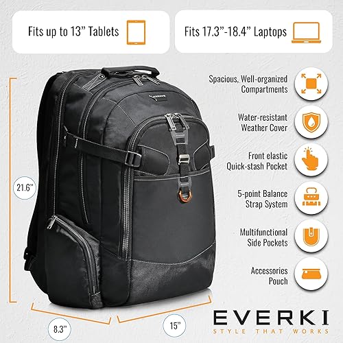Miniatura 5 de Everki (EKP120) mochila para portátiles de hasta 18.4 pulgadas