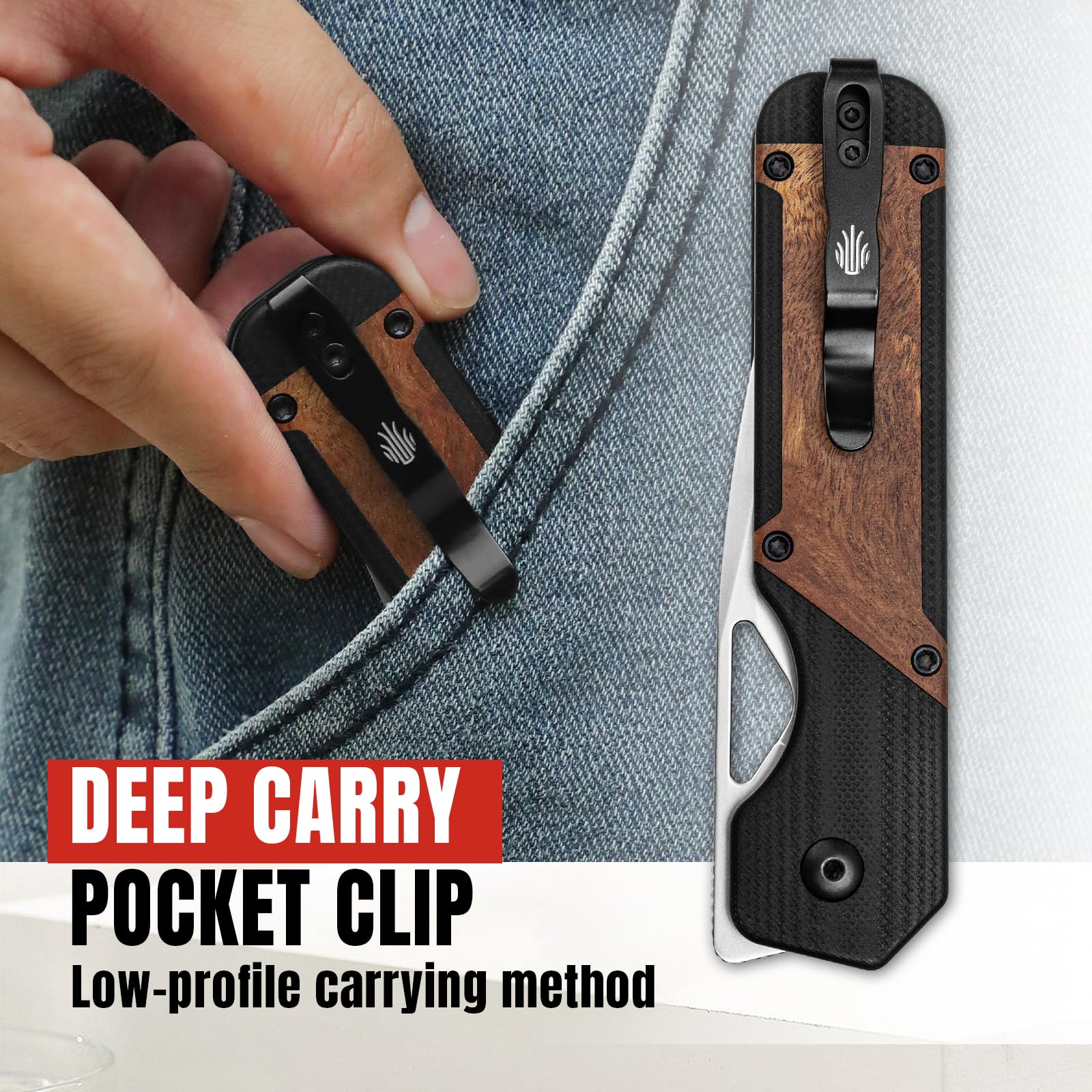 Kizer Militaw EDC Couteau Pliant de Poche, 8,5 cm Lame 154CM Manche G10 & Mkuruti avec Clip de Poche, Trou pour le Pouce & Ouvre-Lame Flipper Avant, Couteau de Camping et de Randonnée V3634C2