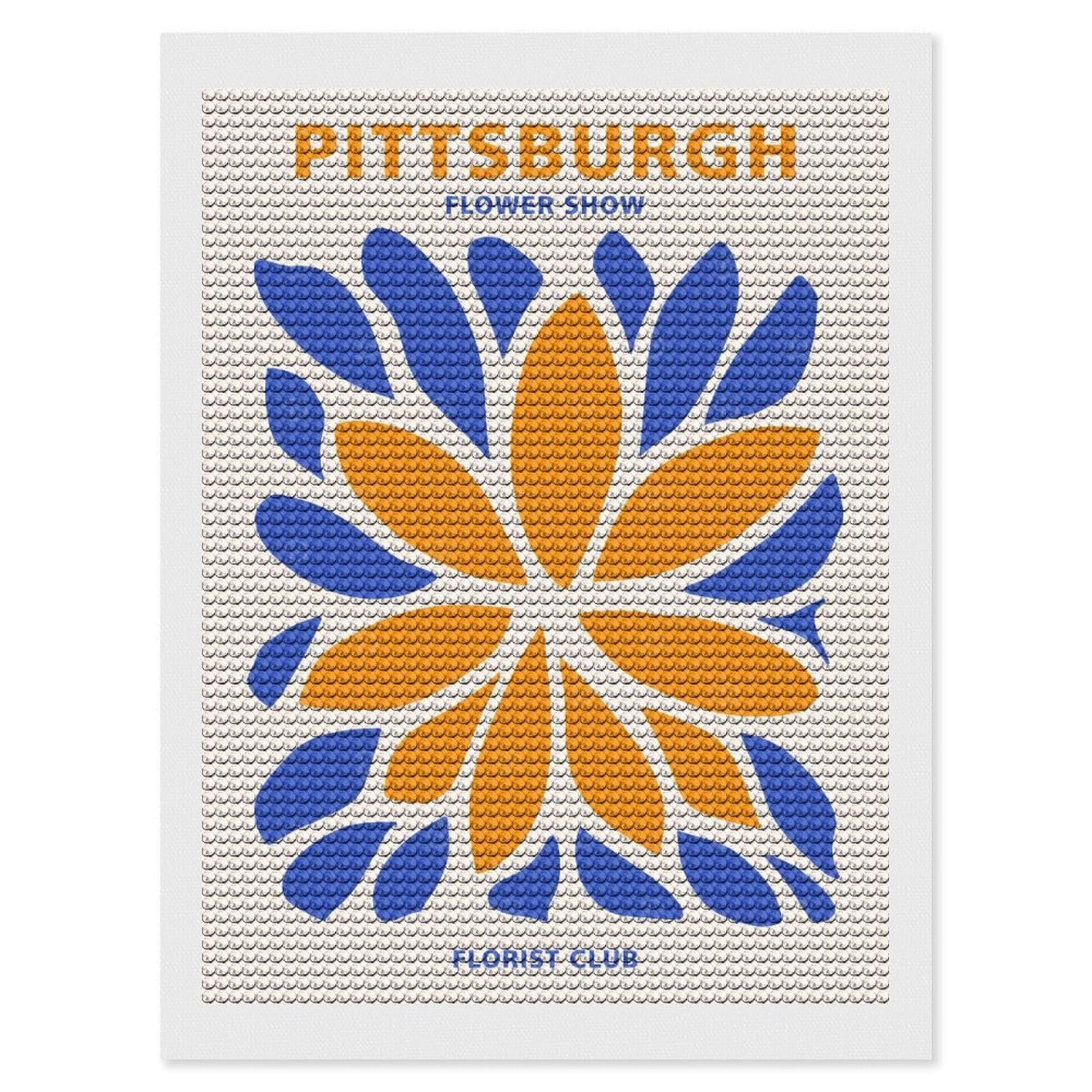 Junmoney Pittsburgh Florist Club Diamond Painting Set 12"x16", Holiday Gift Idea, for Creative Relaxation, Fun Craft Experience, Vintage Style Decor