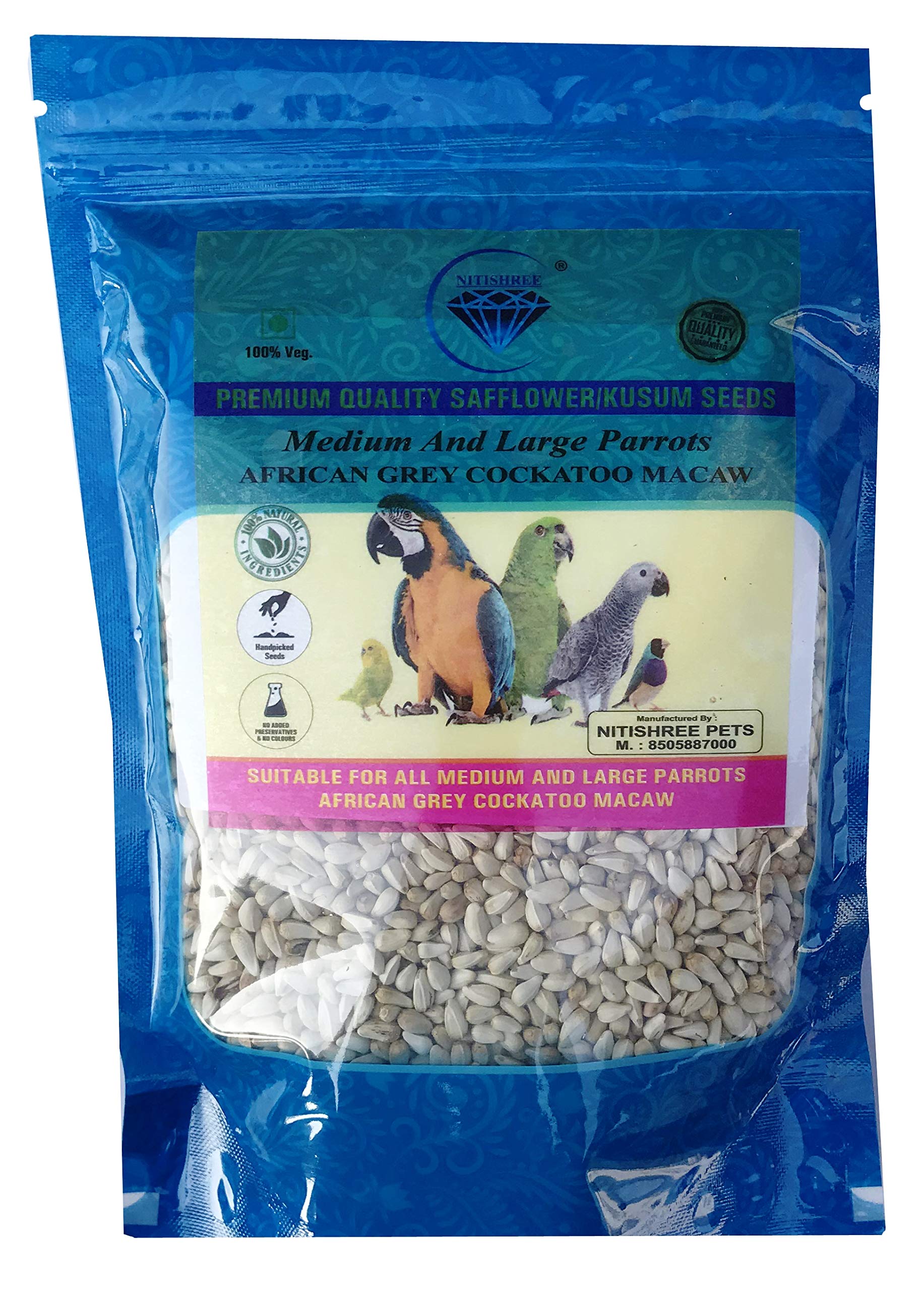 Nitishree Organic Saffola Seeds/Kusum Beej/Kusumulu Food for All Type of pet Birds Parrots Cockatiel Cocktail Budgies Cockatoo Exotic Birds Wild Birds-500gm (B08SWP22WK) Amazon Price History, Amazon Price Tracker