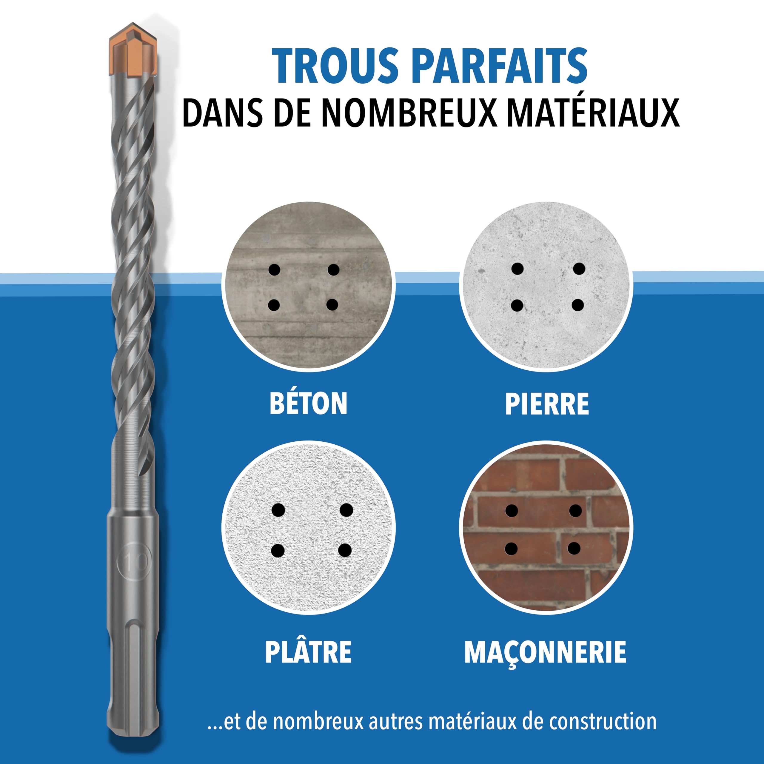 STONE REEF Lot de 7 forets SDS Plus professionnels pour béton - 4-12 mm x 156 mm