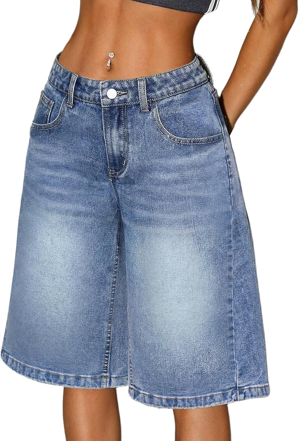IWD Jean Shorts for Women Mid-Low Waisted Casual Loose Baggy Denim Shorts Y2k Bermuda Shorts Summer Trendy Long Jorts IWD Jean Shorts for Women Mid-Low Waisted Casual Loose Baggy Denim Shorts Y2k Bermuda Shorts Summer Trendy Long Jorts