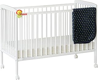 Fisher-Price Joy Baby Wooden Crib/Baby Cot (White, with Mattress)