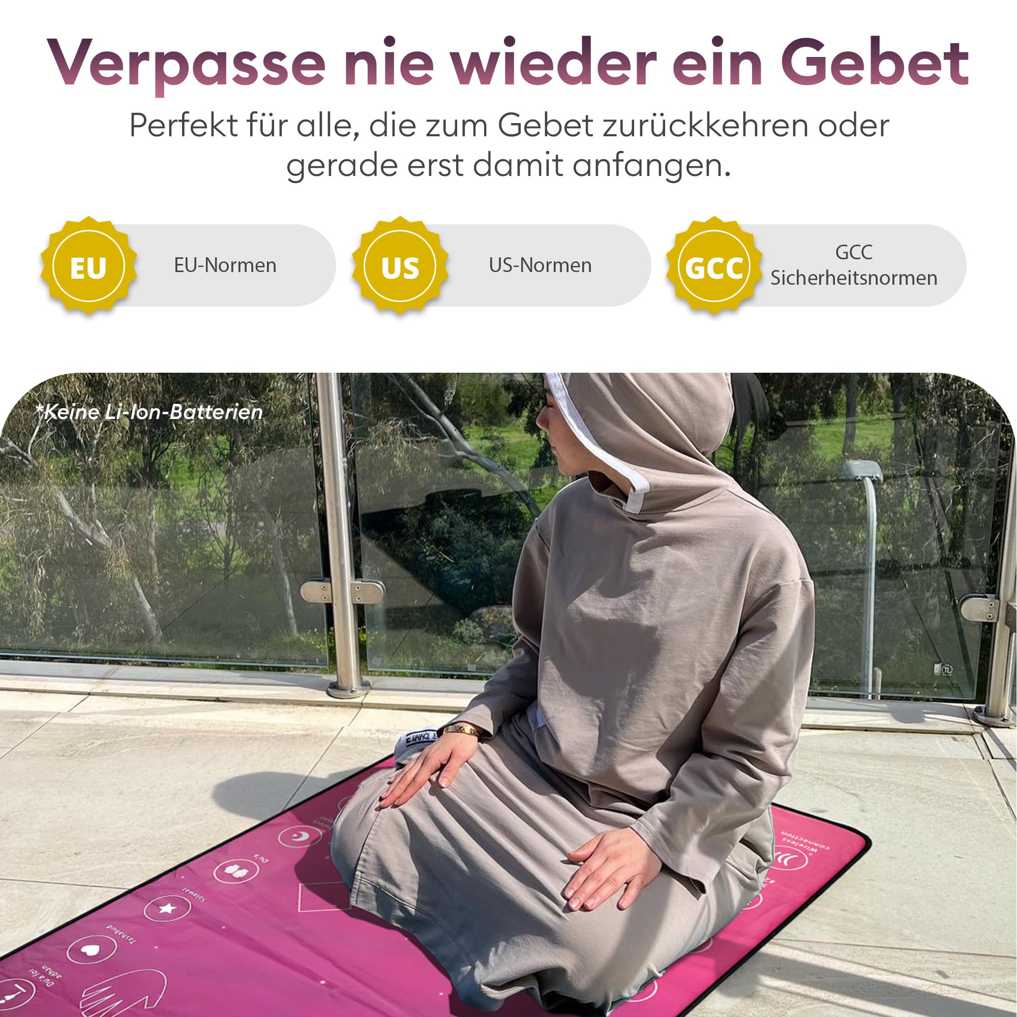 My Salah Mat für Erwachsene – Pinker Smart Gebetsteppich Elektronisch Erwachsene zum Lernen von Suren Salah Duas – Tragbarer Gebetsteppich für Männer mit 25 Tasten & Polsterung ab 8 Jahren