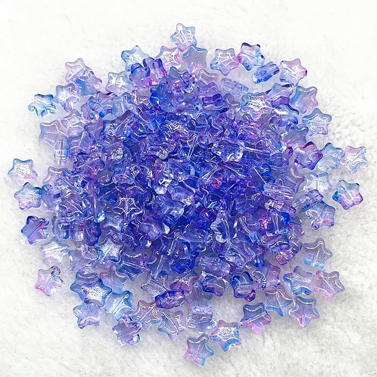 HUIOYG 30pcs 8mm Star Glass Beads Loose Spacer Bead for Jewelry Making Bracelets