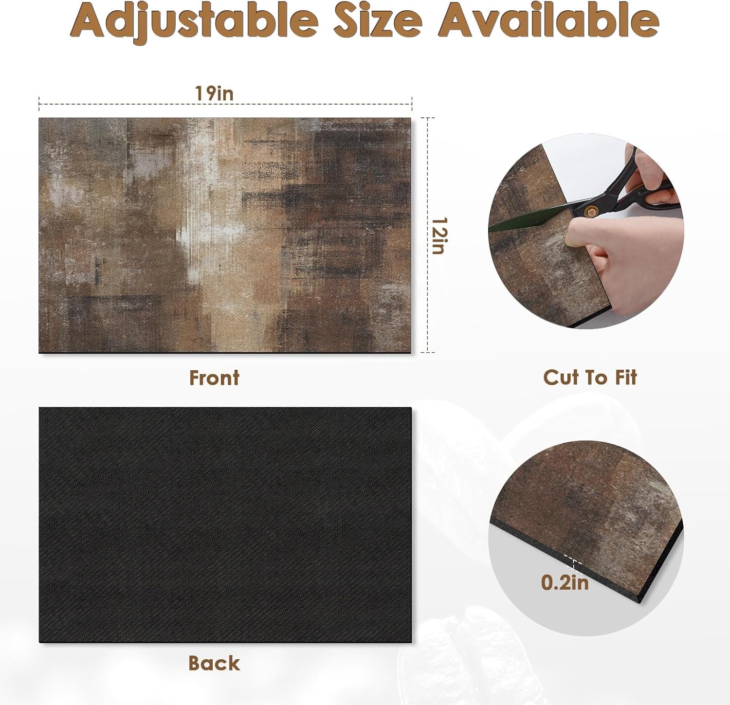 Arttown Coffee Mat for Countertops, 2 Pack, 12" x 19" Abstract Modern Brown image 4