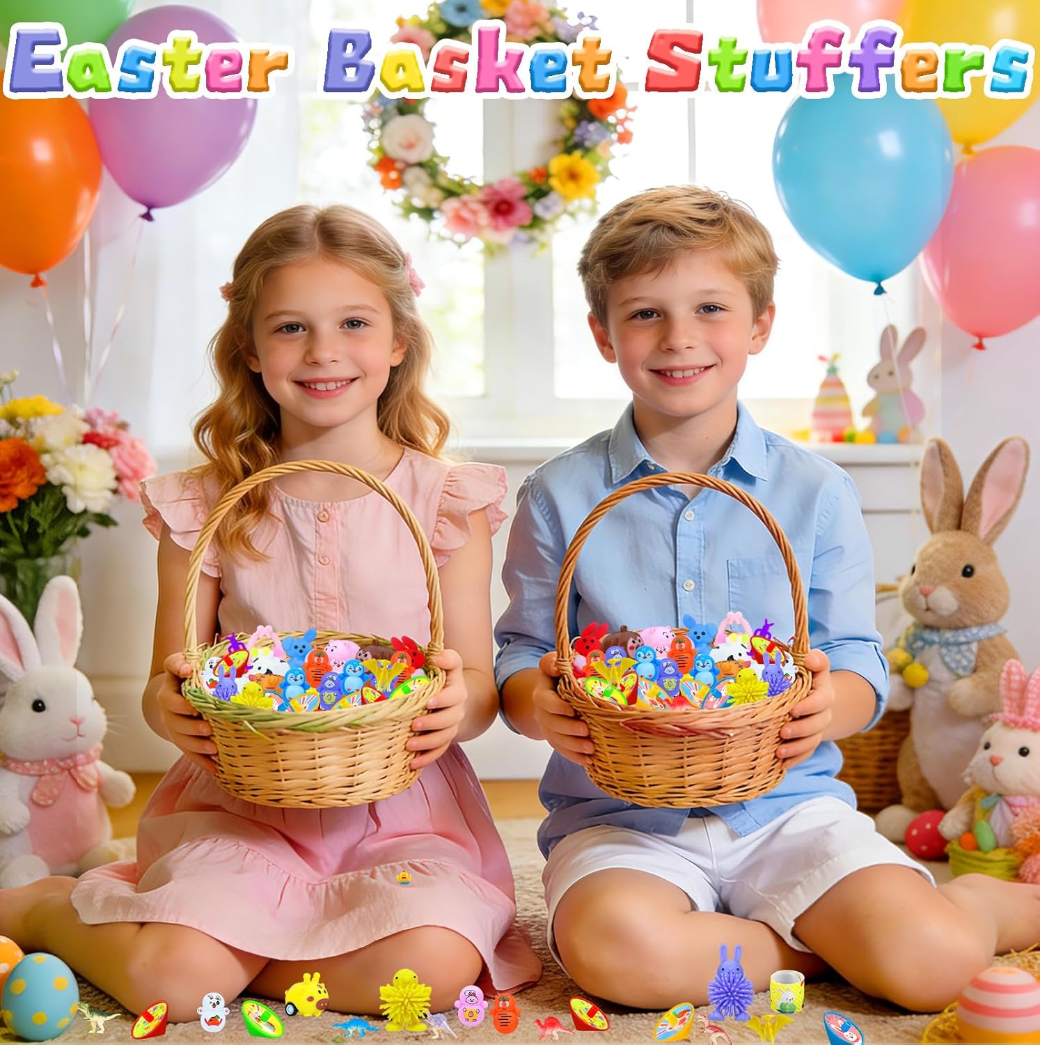 Voiiake Easter Egg Fillers & Basket Stuffer Essentials for Teens Kids, 100Pcs Small Toys & Party Favors for Boys Girls, Treasure Box Toys for Classroom, Egg Hunt Party Supplies, Carnival Prizes