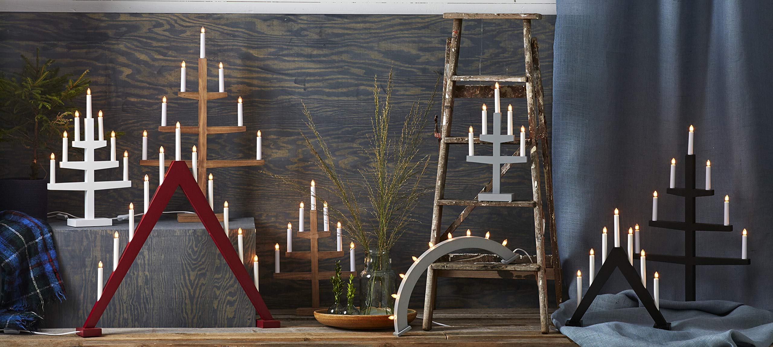 LED-Fensterleuchte Halla – Aus Eiche, Grau, 53x53 Cm, 7 Warmweiße LEDs, Energiesparend