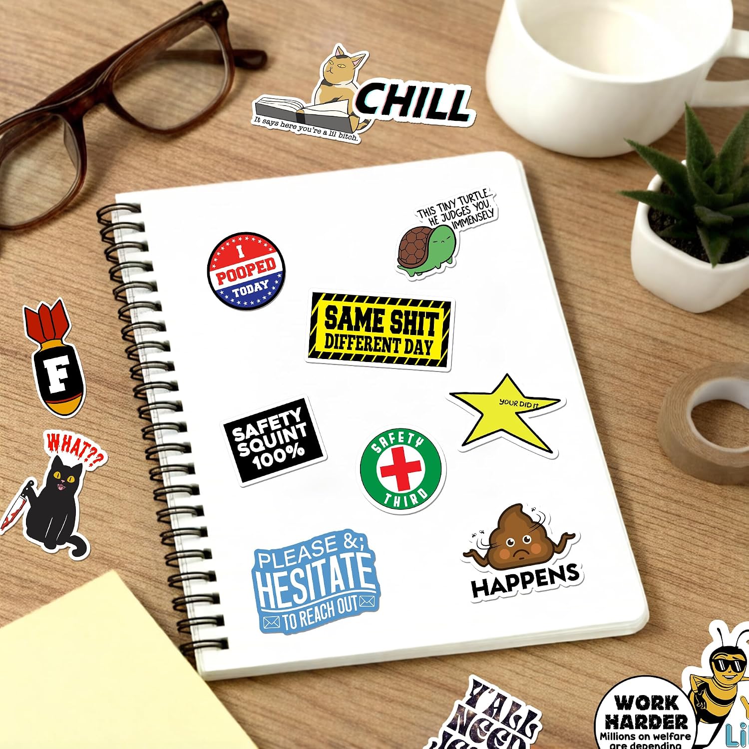 400 Pcs Funny Stickers for Adults Dirty Humor, Water Bottles Waterproof Cool Stickers for Laptop, Bumper, Phone, Hard Hats, Sarcastic, Scrapbooking (400) image 2