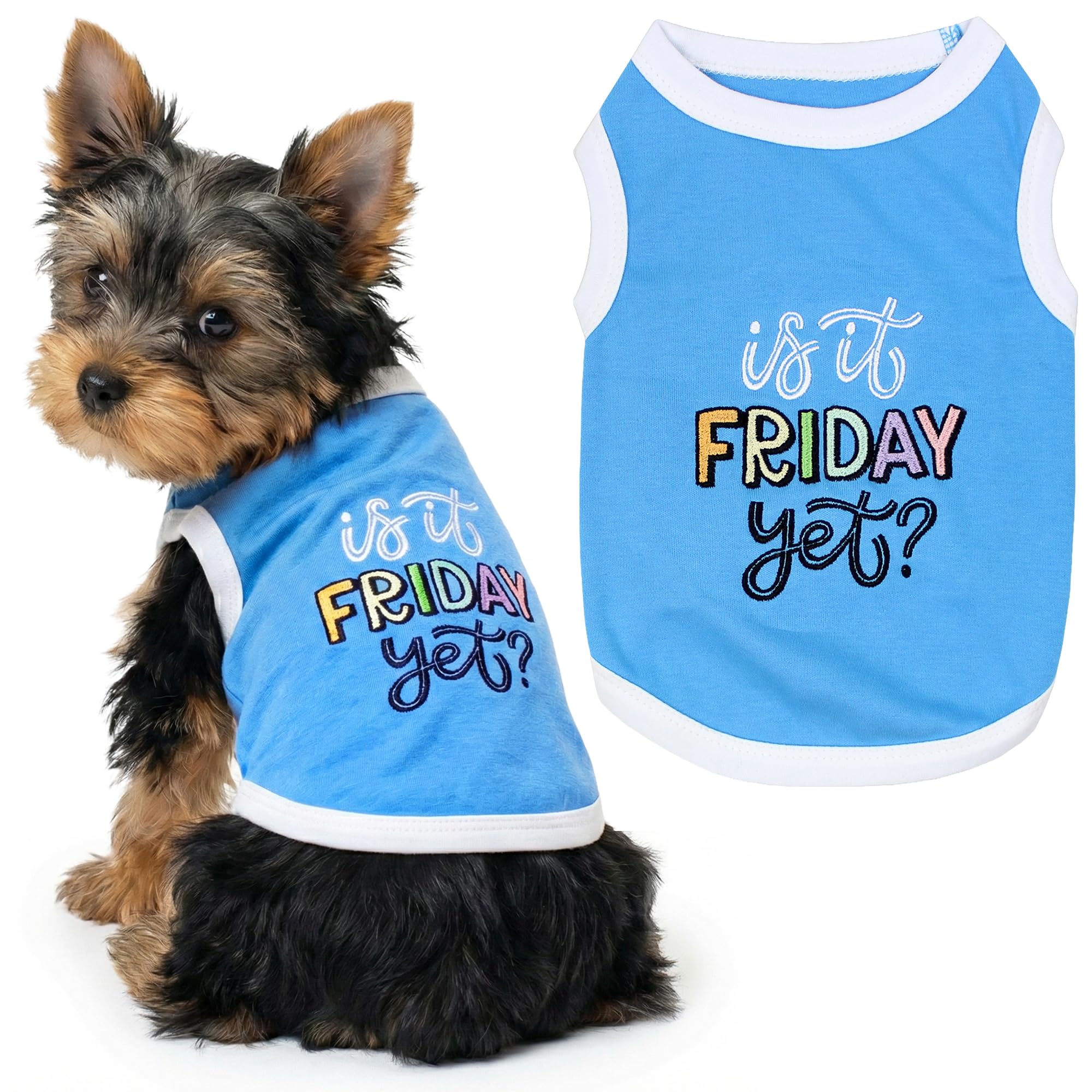 Parisian Pet Dog Shirt – 100% Cotton Shirts for Small Dogs – Sleeveless Puppy Vest – Lightweight and Breathable Pet Apparel – Pullover Summer Dog Clothes - Stretchy Funny T Shirts for Dogs