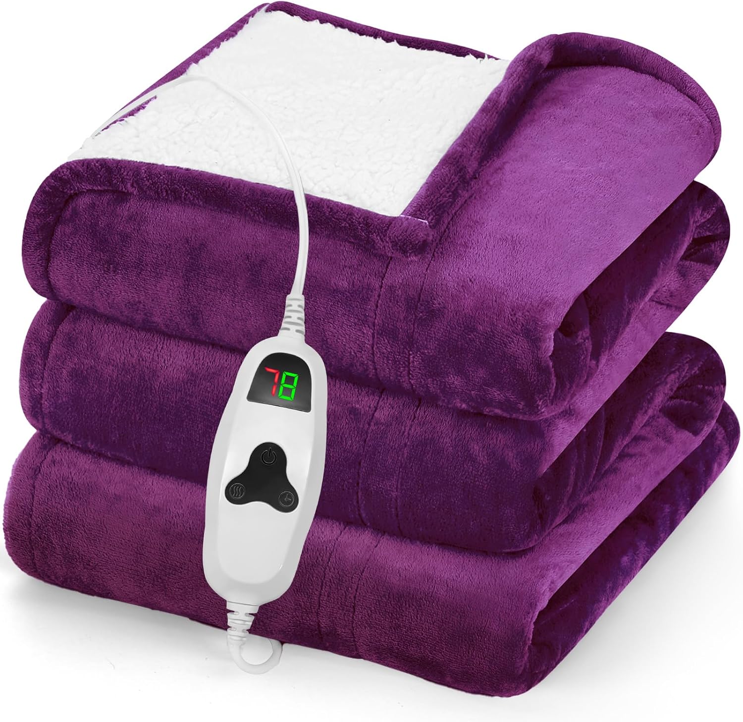 greenoak Heated Blanket Electric Throw 50"X60", Heating Blanket with 10 Heat Levels 8 Hours Auto-Off,Fleece Soft Blanket,Christmas Birthday Gifts for Grandma Mom Seniors, Taro Purple