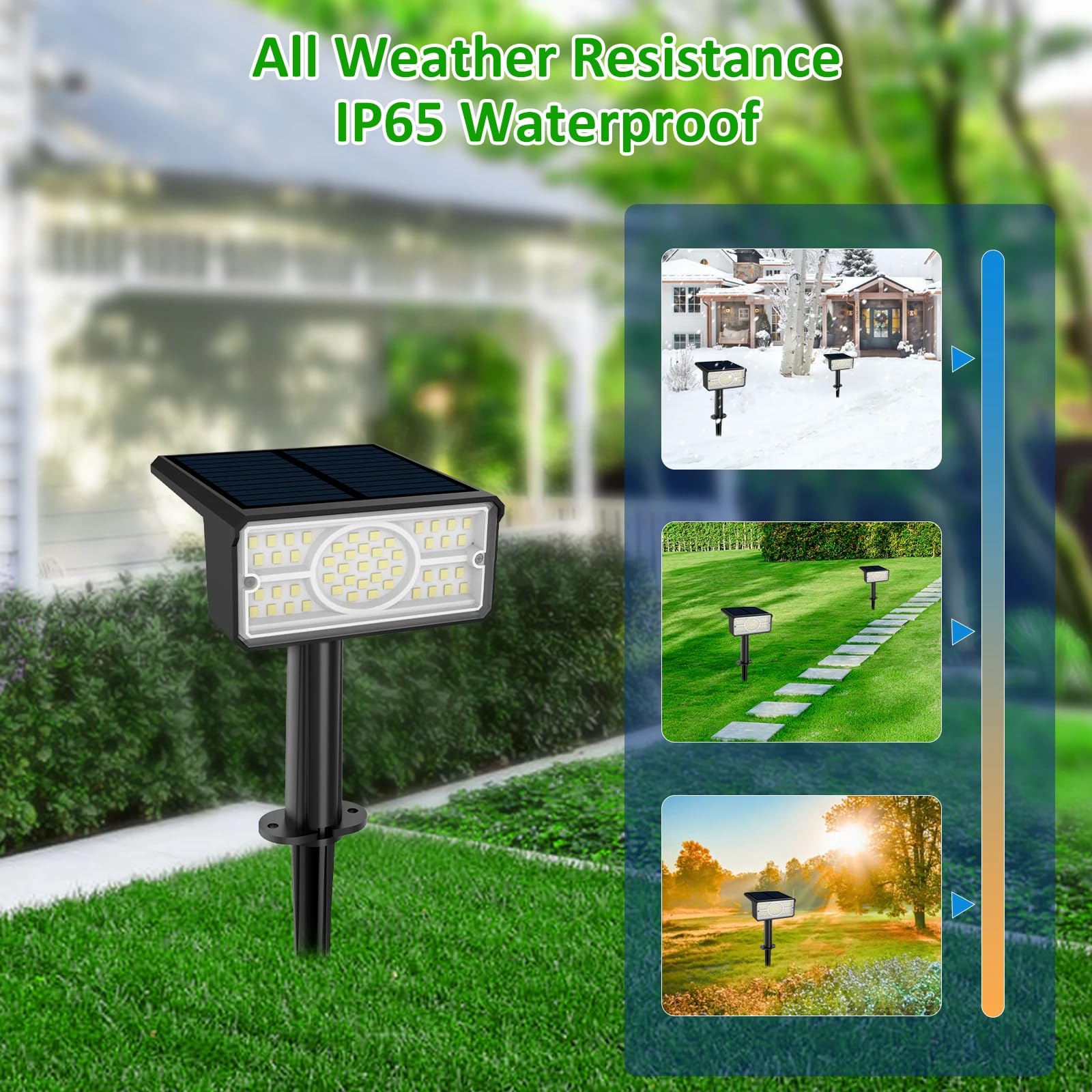 Faretti solari a LED da 2 pacchi, Luci di sicurezza solari, Accensione/spegnimento automatico Luce per esterni da esterno, Luci da giardino impermeabili IP65, per patio, vialetto, stagno, terrazza