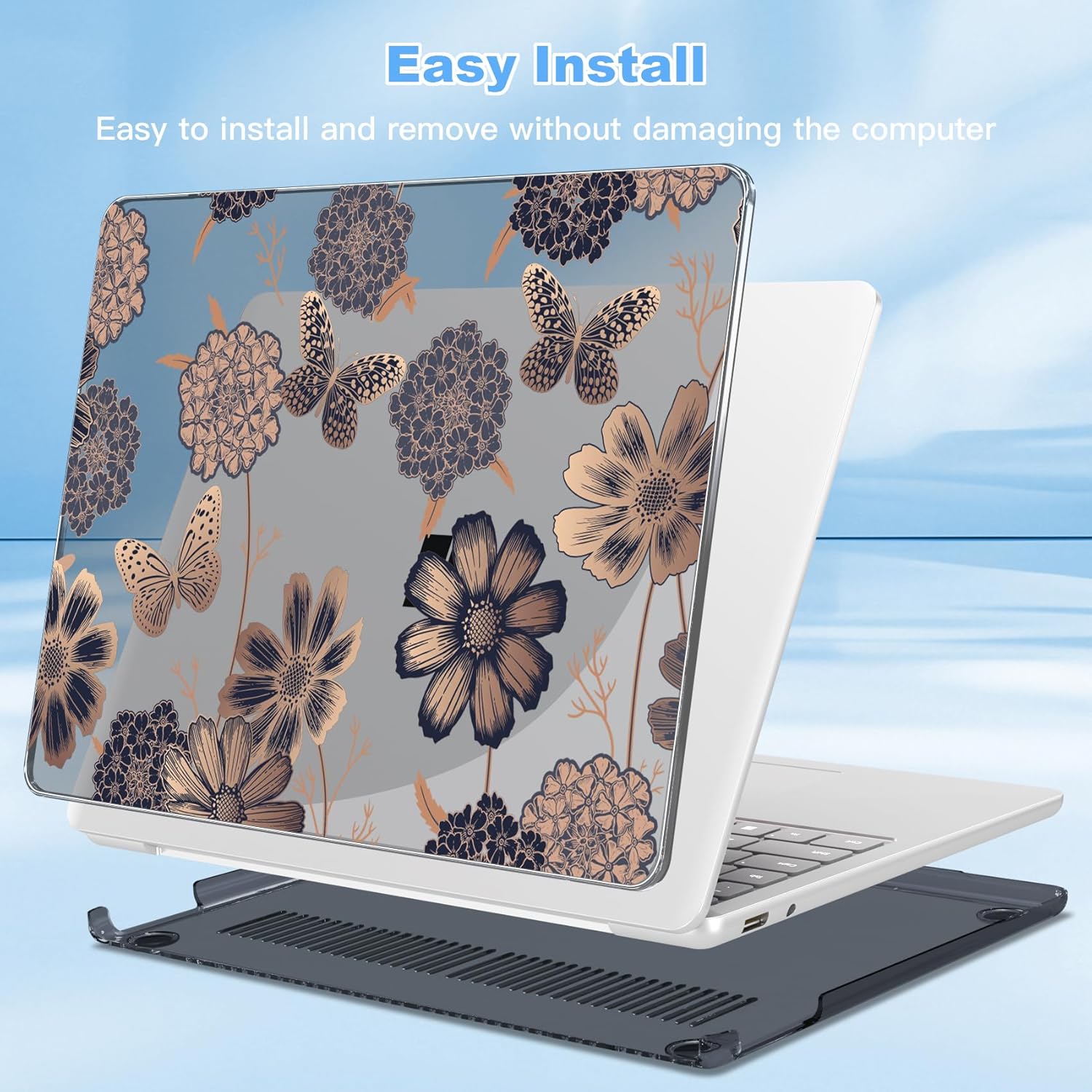Teryeefi Floral Case for 13 inch Microsoft Surface Laptop Copilot+ PC 2025 Model 2095, Lightweight Protective Fashion Hard Shell with Keyboard Cover Screen Protector, Butterfly Flower - Image 5