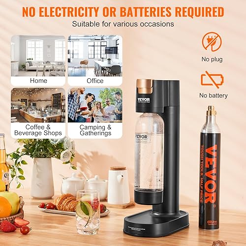 Miniatura 6 de VEVOR Máquina para hacer agua gasificada, máquina para hacer refrescos para carbonatación en el hogar, kit de iniciación de agua Seltzer con botella