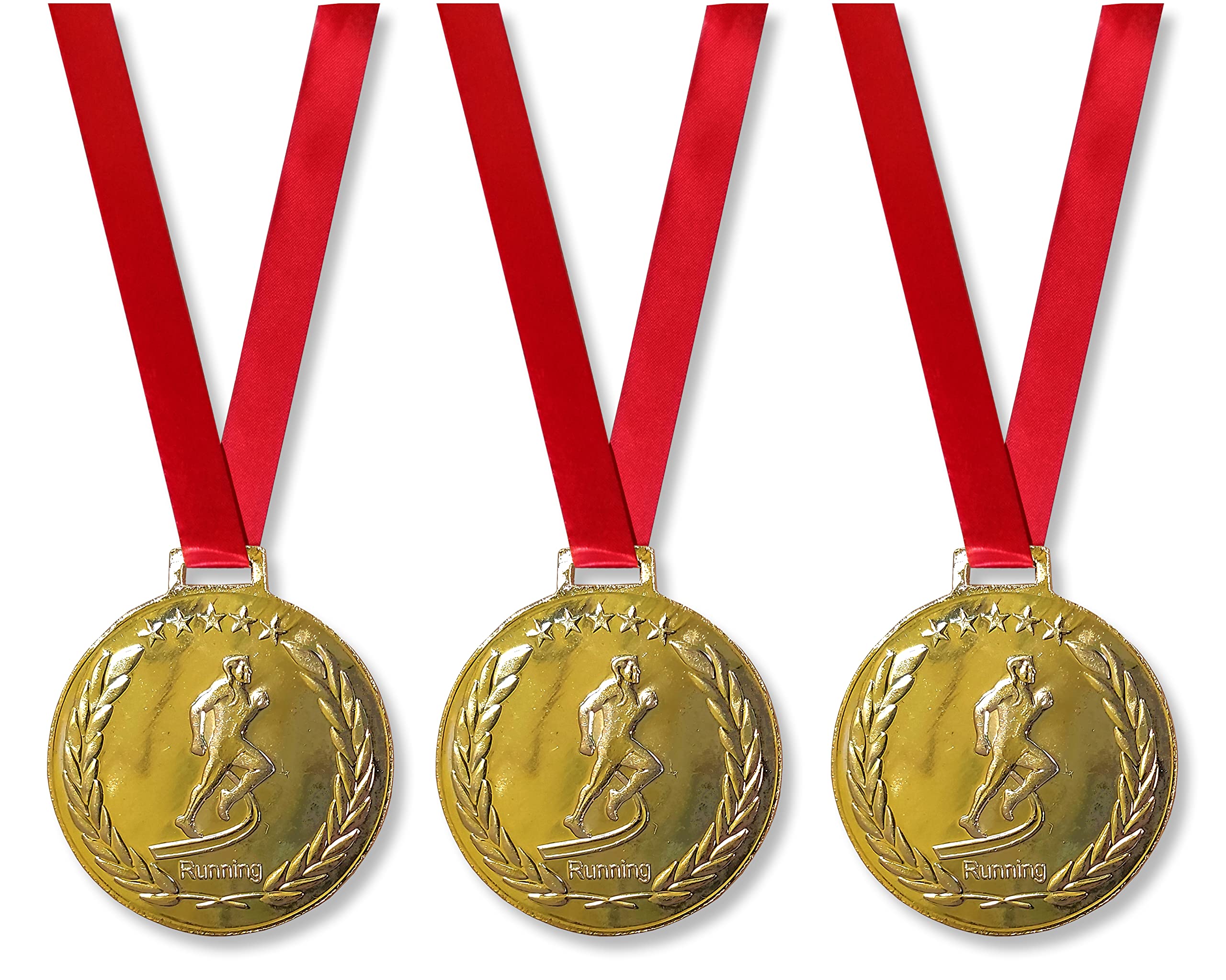 Be Win Running Compitition Medals 2.5" in Dia for Running Race Winners/Running Competition/Running Medal Color Tag/Ribbon (3 Medals with Ribbon, Gold)-image-41