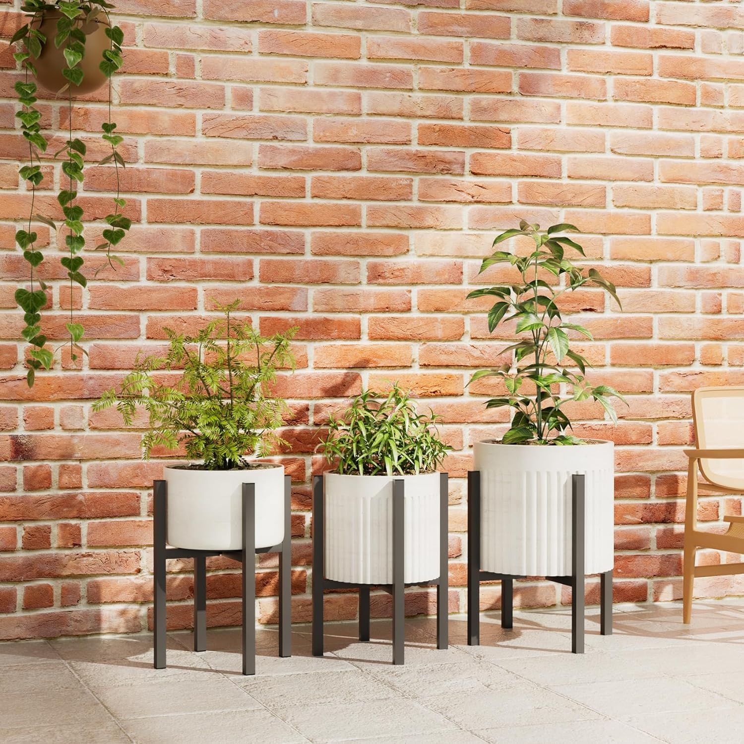 Verstellbarer Pflanzenständer 2er Set für Innen Außenbereich, Blumenständer aus Metall Schwerlast-Halterungsgestell ,Blumentopfständer mit Tabletts für verschiedene Topfgrößen (2er-Pack Schwarz)