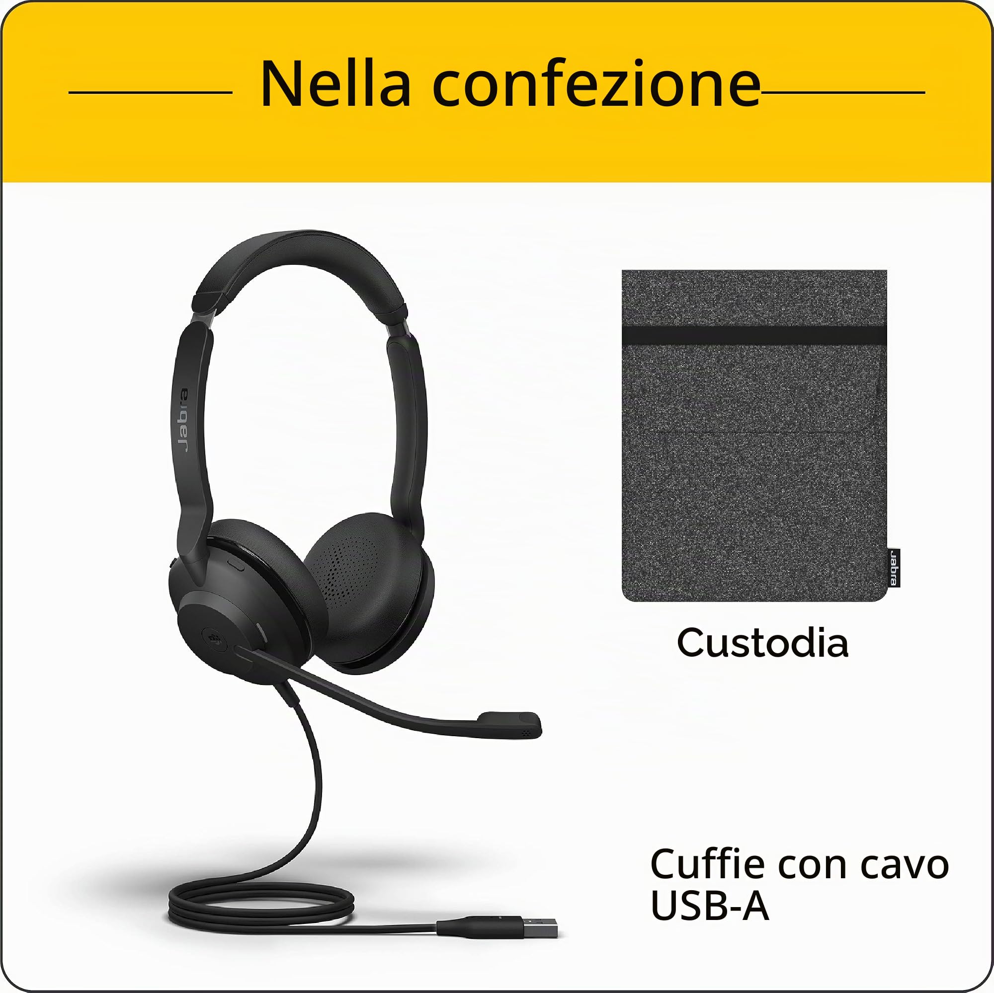 Jabra Evolve2 30 MS Cuffie cablate, USB-A, stereo, nero – Leggero auricolare portatile con 2 microfoni incorporati – Cuffie da lavoro con audio superiore e comfort affidabile