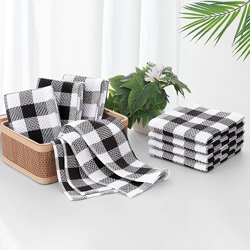 Miniatura 6 de homing Buffalo - Trapos de cocina a cuadros, paquete de 6 paños de cocina 100% algodón con tejido de gofre para cocina, trapos de cocina súper