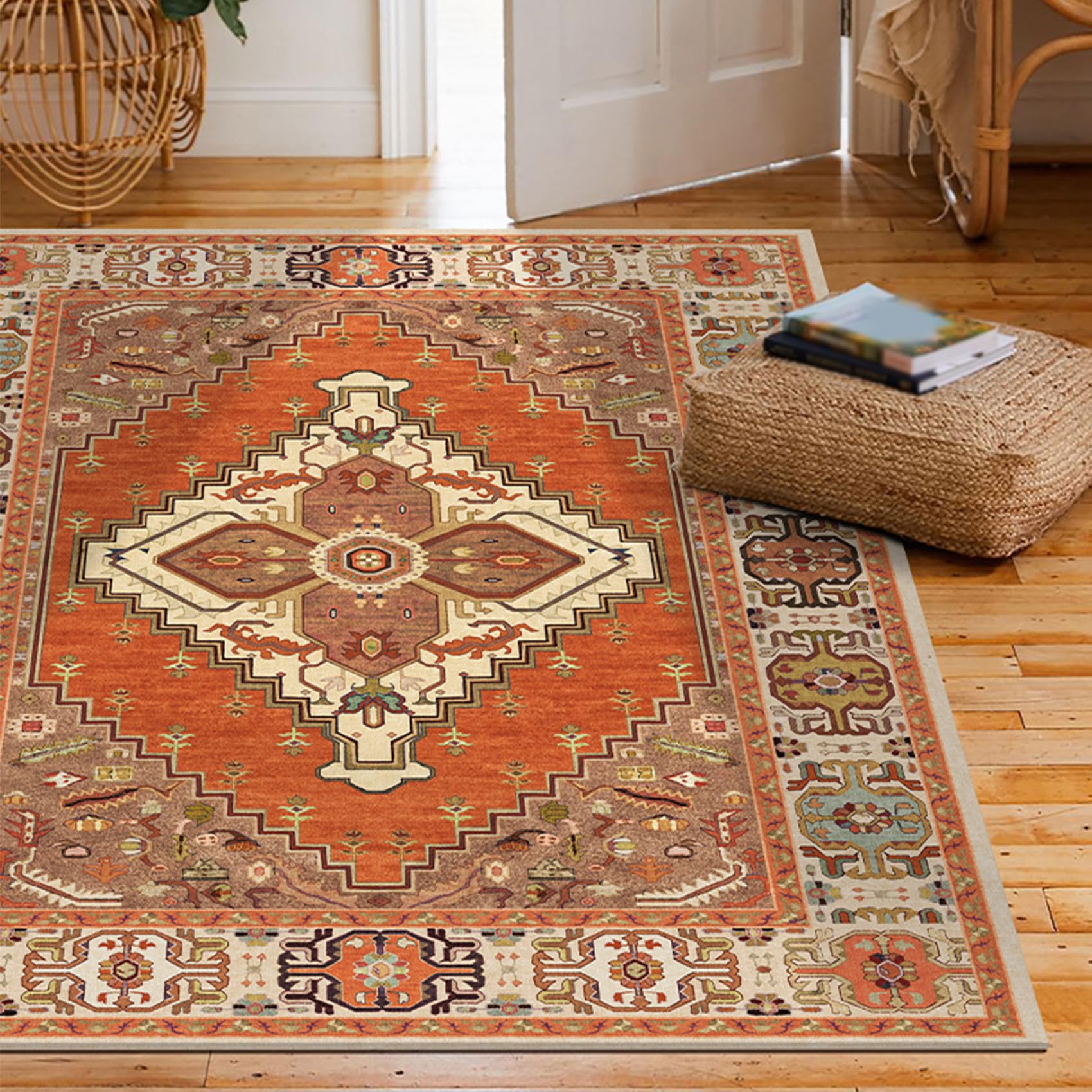 Tapis de décoration floral pour créer un salon chaleureux et bohème