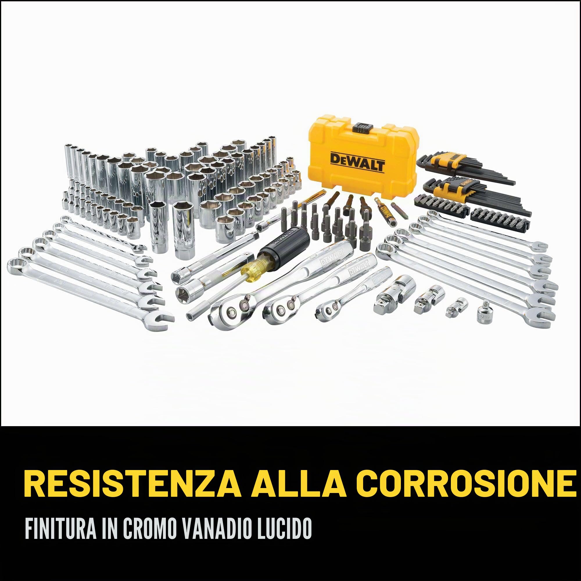 DEWALT DWMT73803 - Kit attrezzi meccanici e bussole, 168 pezzi