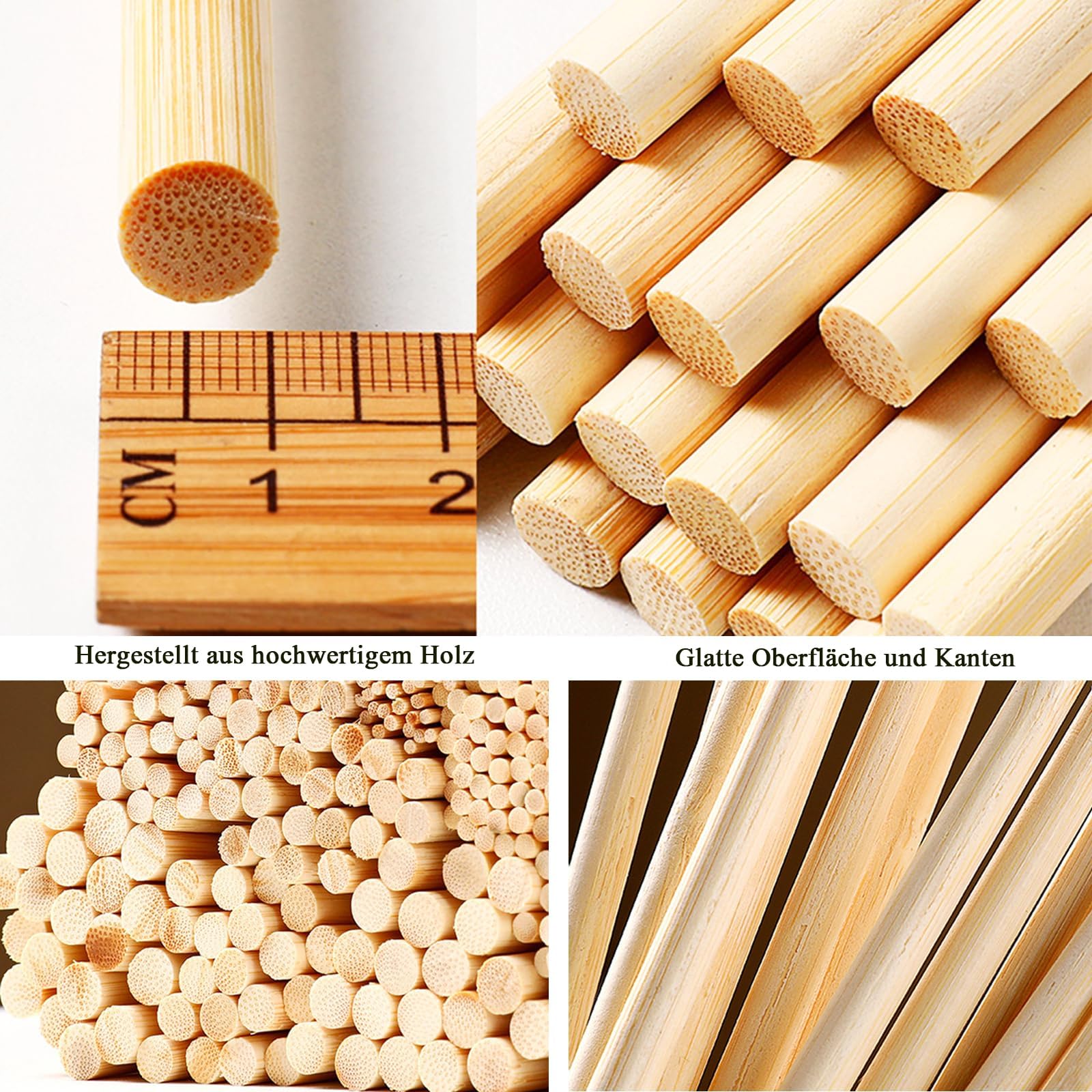 150pcs Bâtonnets De Bois, Bâtonnets En Bois RondsLot De 150, Bâtons En Bois, Bâtons De Travaux Manuels Bâton Rond, Tiges Longues En Bambou Pour